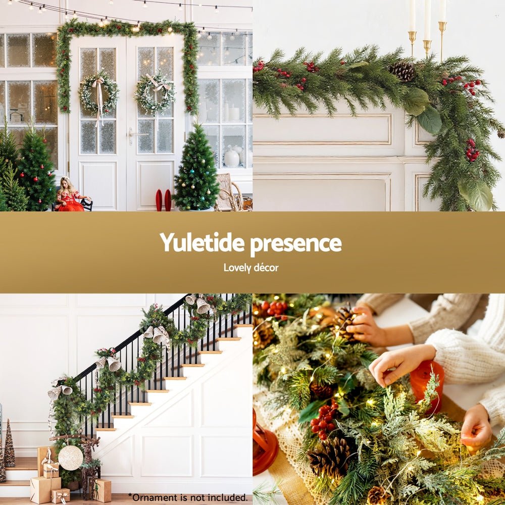 3M Christmas Garland Pre - lit LED with Pine Cones Xmas Decor Green - Occasions > Christmas > Christmas Wreaths & Garlands - Rivercity House & Home Co. (ABN 18 642 972 209) - Affordable Modern Furniture Australia