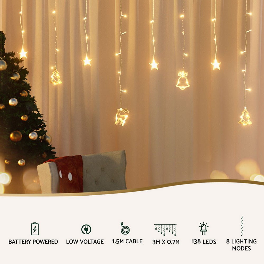 3M Christmas Icicle Lights String Lights 138 LED Warm White - Occasions > Christmas > Outdoor Decorations & Lights - Rivercity House & Home Co. (ABN 18 642 972 209) - Affordable Modern Furniture Australia