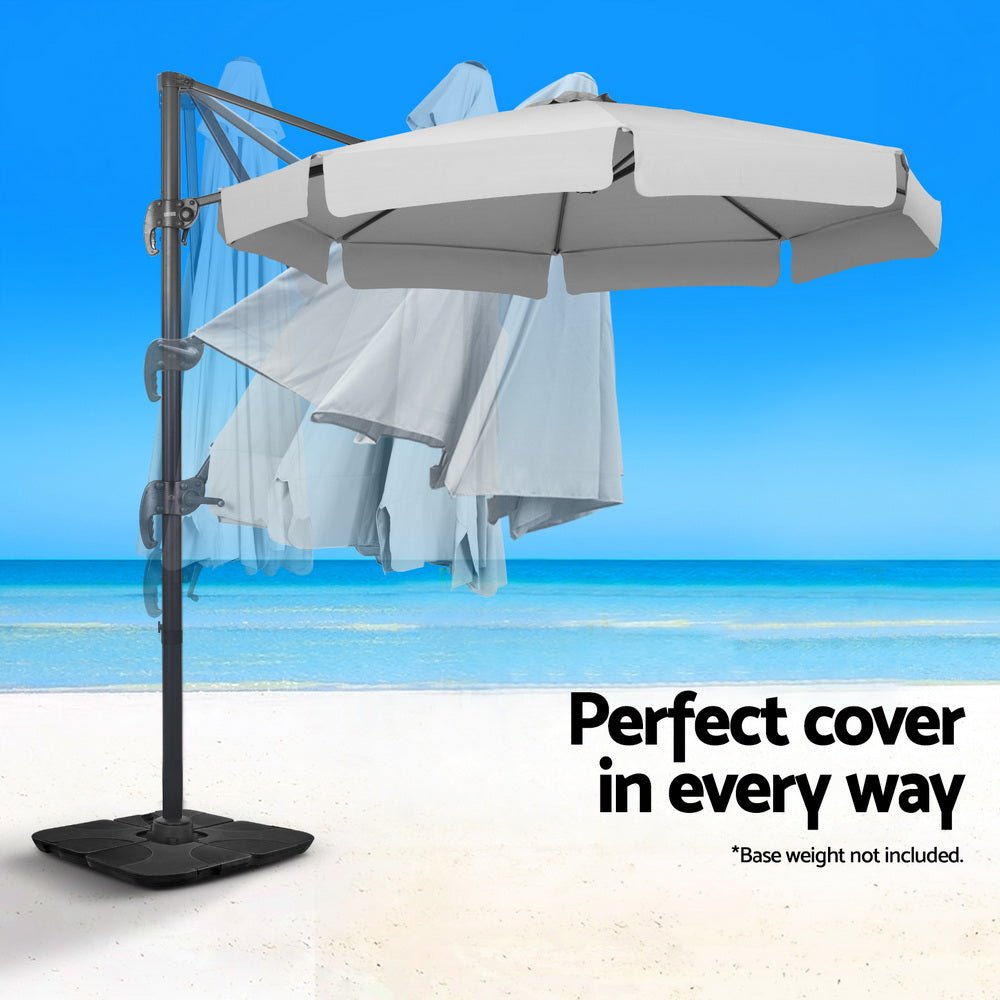 3m Outdoor Umbrella Cantilever 360 Degree Tilt Beach Roma Grey - Home & Garden > Shading > Umbrellas & Sunshades - Rivercity House & Home Co. (ABN 18 642 972 209) - Affordable Modern Furniture Australia