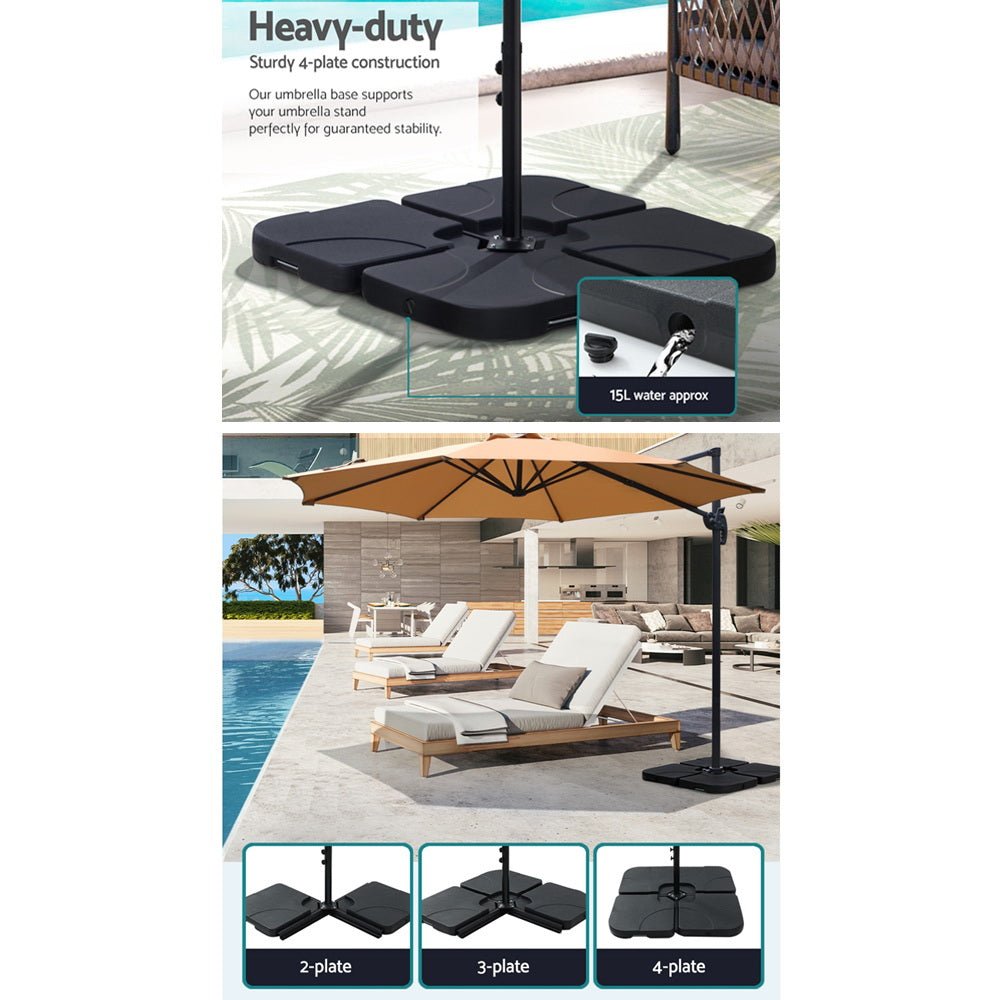 3m Outdoor Umbrella w/Base Cantilever Beach Roma 360 Degree Tilt Beige - Home & Garden > Shading > Umbrellas & Sunshades - Rivercity House & Home Co. (ABN 18 642 972 209) - Affordable Modern Furniture Australia
