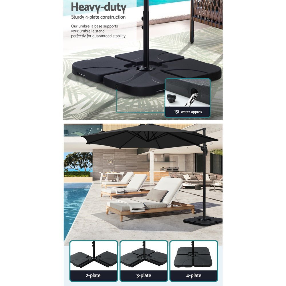 3m Outdoor Umbrella w/Base Cantilever Beach Roma 360 Degree Tilt Black - Home & Garden > Shading > Umbrellas & Sunshades - Rivercity House & Home Co. (ABN 18 642 972 209) - Affordable Modern Furniture Australia