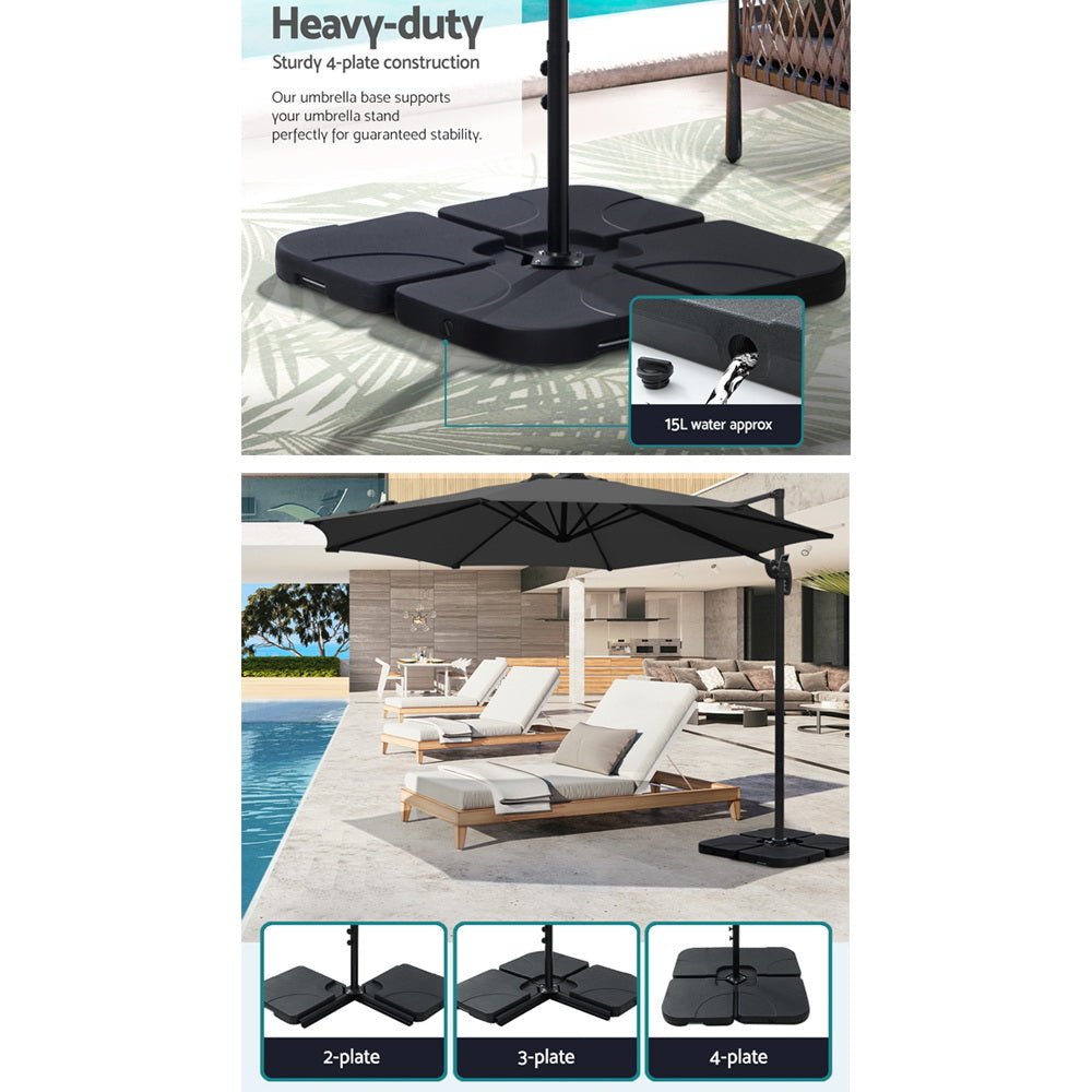 3m Outdoor Umbrella w/Base Cantilever Beach Roma 360 Degree Tilt Charcoal - Home & Garden > Shading > Umbrellas & Sunshades - Rivercity House & Home Co. (ABN 18 642 972 209) - Affordable Modern Furniture Australia