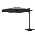 3m Cantilever Outdoor Umbrella with Base 360° Tilt - Charcoal
