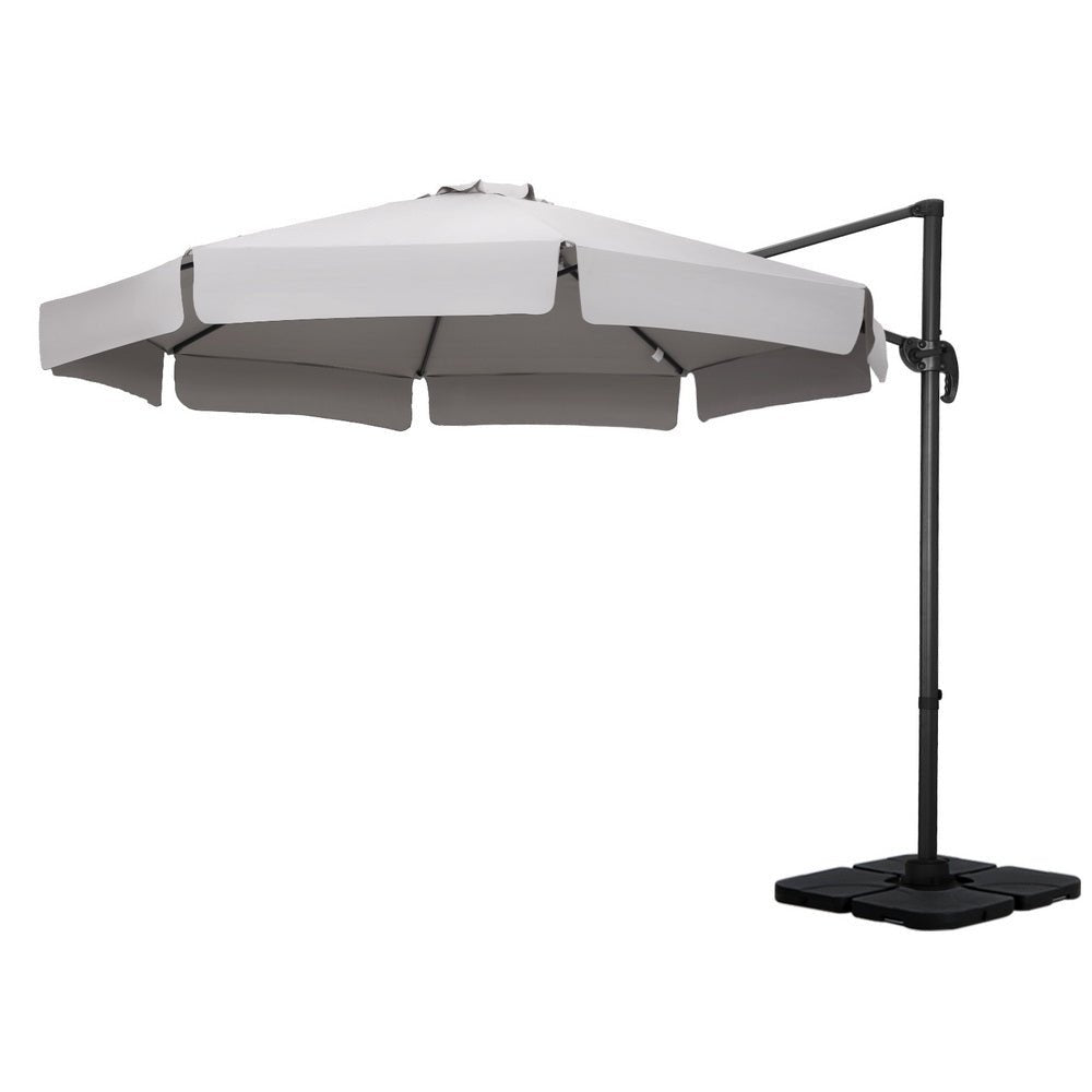 3m Outdoor Umbrella w/Base Cantilever Beach Roma 360 Degree Tilt Grey - Home & Garden > Shading > Umbrellas & Sunshades - Rivercity House & Home Co. (ABN 18 642 972 209) - Affordable Modern Furniture Australia