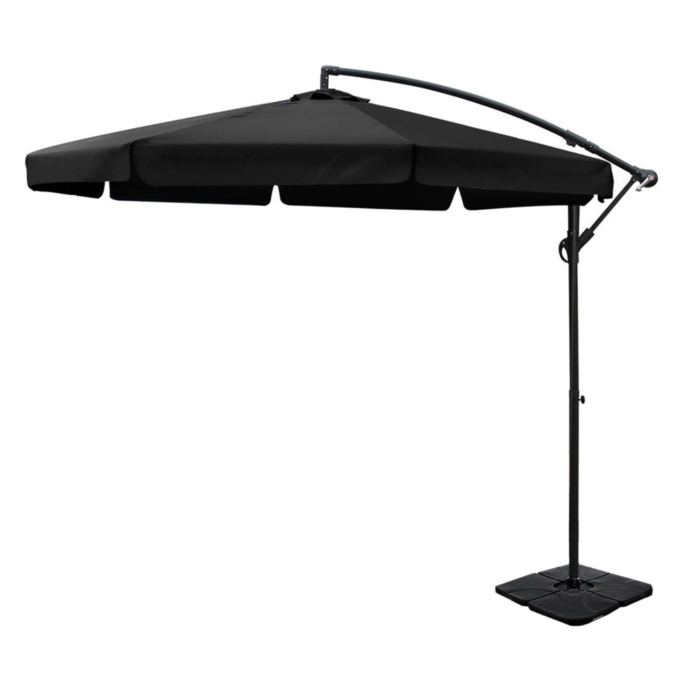 3m Outdoor Umbrella w/Base Cantilever Garden Beach Patio Black - Home & Garden > Shading - Rivercity House & Home Co. (ABN 18 642 972 209) - Affordable Modern Furniture Australia