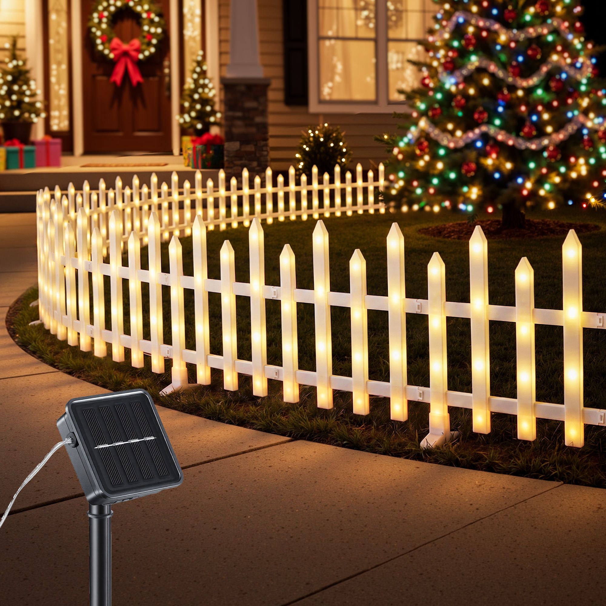 3m Solar Christmas Fence Lights Outdoor Garden Path Decor Warm White 8pc - Occasions > Christmas > Outdoor Decorations & Lights - Rivercity House & Home Co. (ABN 18 642 972 209) - Affordable Modern Furniture Australia