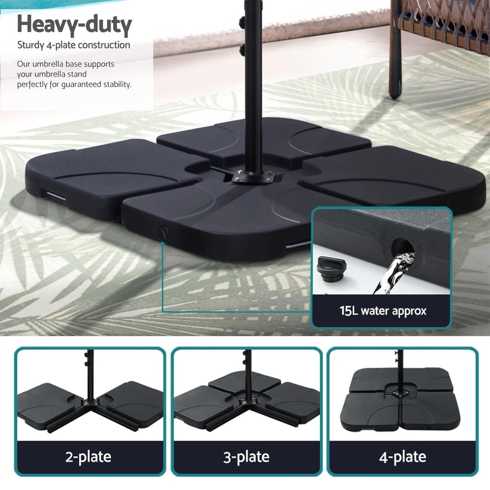 3m Umbrella w/Base Outdoor Cantilever Beach Garden Patio Parasol Black - Home & Garden > Shading - Rivercity House & Home Co. (ABN 18 642 972 209) - Affordable Modern Furniture Australia