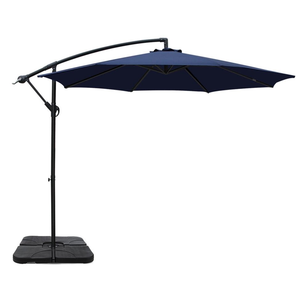 3m Umbrella w/Base Outdoor Cantilever Beach Garden Patio Parasol Navy - Home & Garden > Shading - Rivercity House & Home Co. (ABN 18 642 972 209) - Affordable Modern Furniture Australia