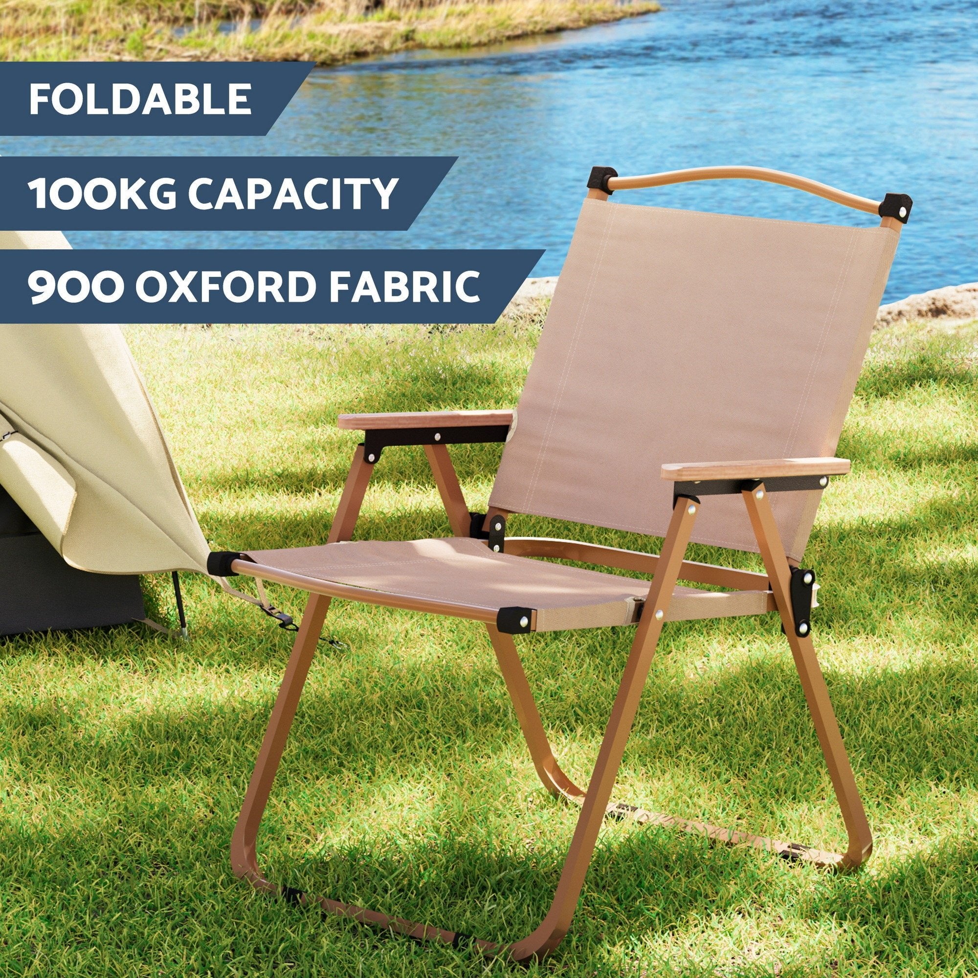 3pc Camping Table Chair Set Outdoor Folding Aluminium Portable Picnic - Outdoor Recreation > Camping > Camp Furniture - Rivercity House & Home Co. (ABN 18 642 972 209) - Affordable Modern Furniture Australia