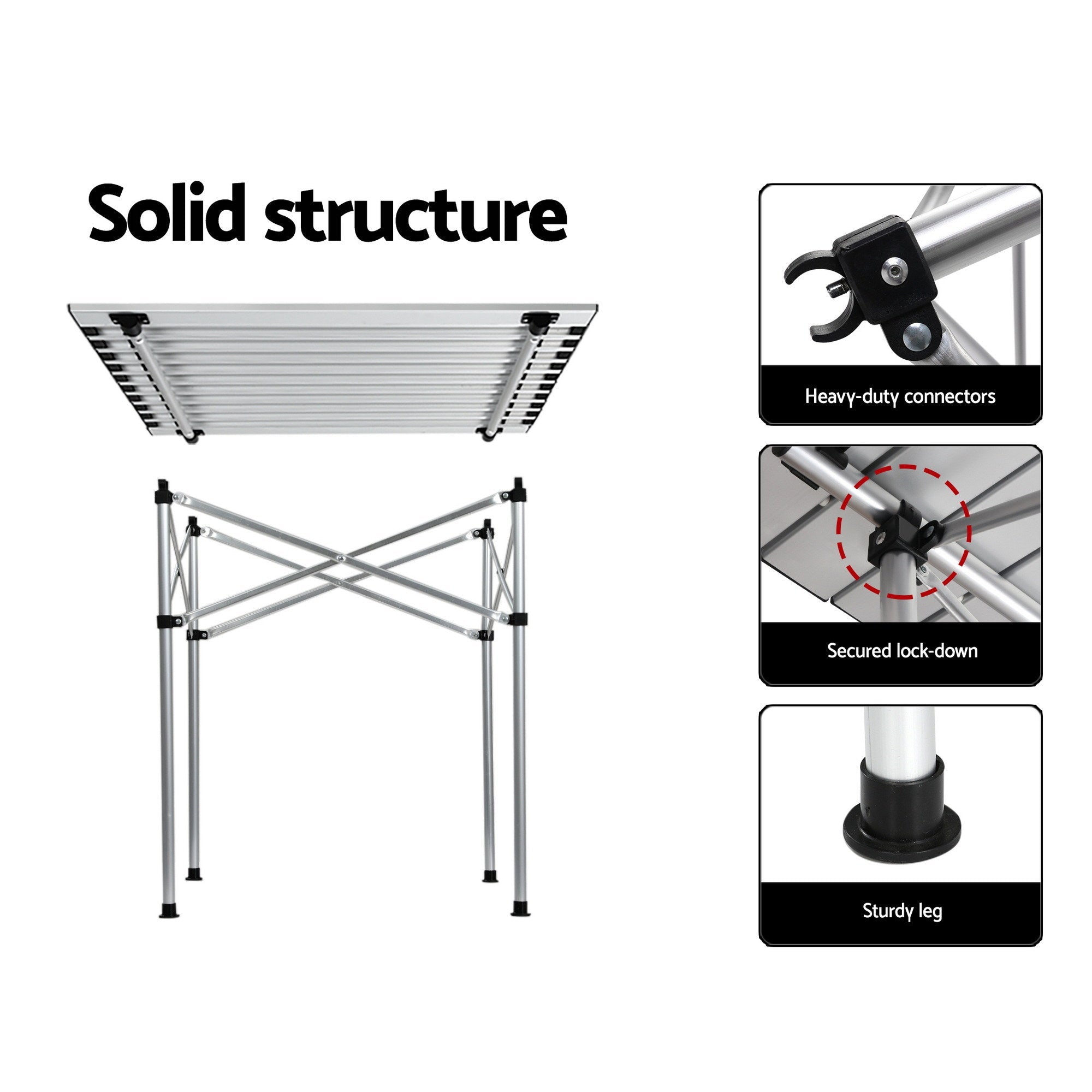 3pc Camping Table Chair Set Outdoor Folding Aluminium Portable Picnic - Outdoor Recreation > Camping > Camp Furniture - Rivercity House & Home Co. (ABN 18 642 972 209) - Affordable Modern Furniture Australia