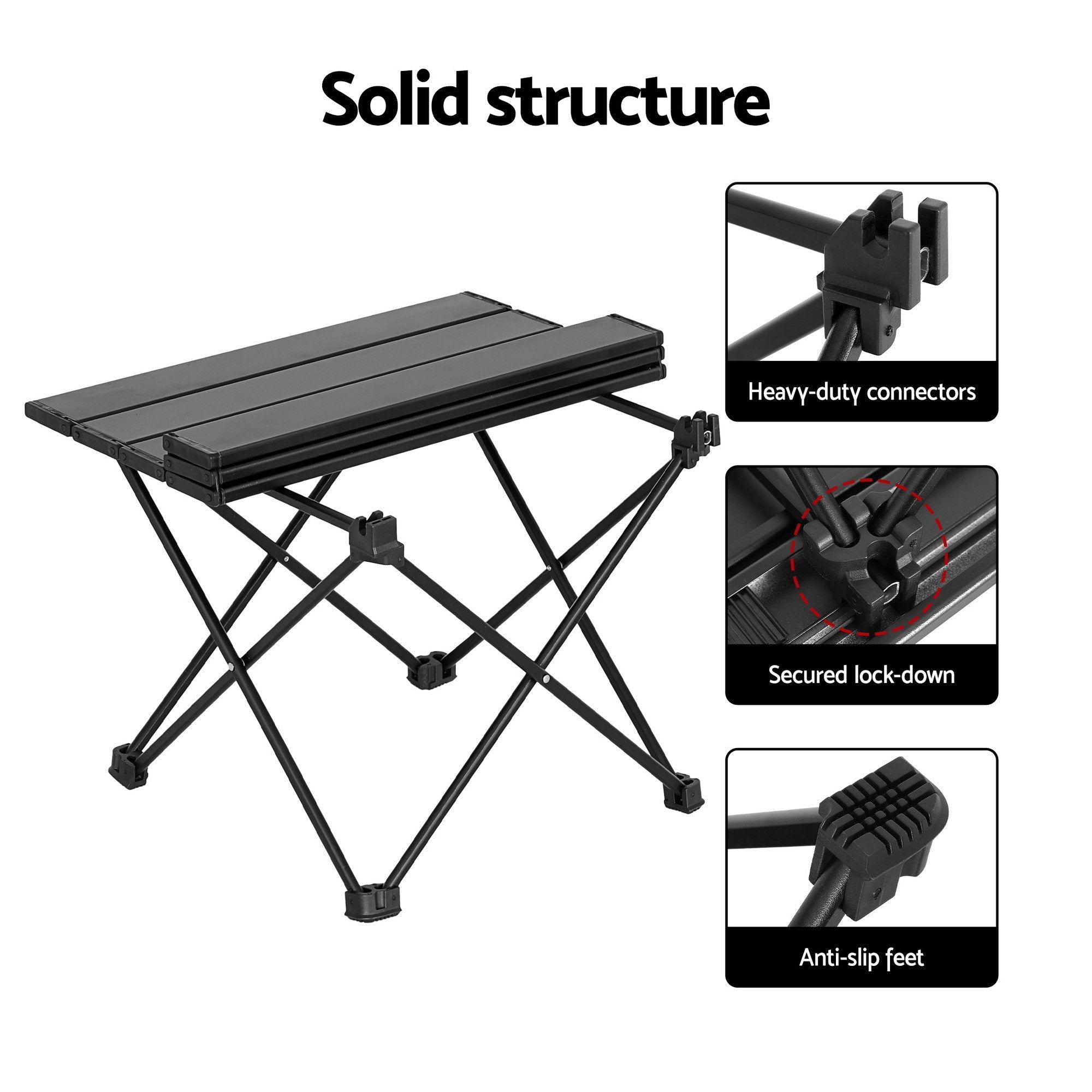 3pc Camping Table Chair Set Outdoor Folding Aluminium Portable Picnic - Outdoor Recreation > Camping > Camp Furniture - Rivercity House & Home Co. (ABN 18 642 972 209) - Affordable Modern Furniture Australia