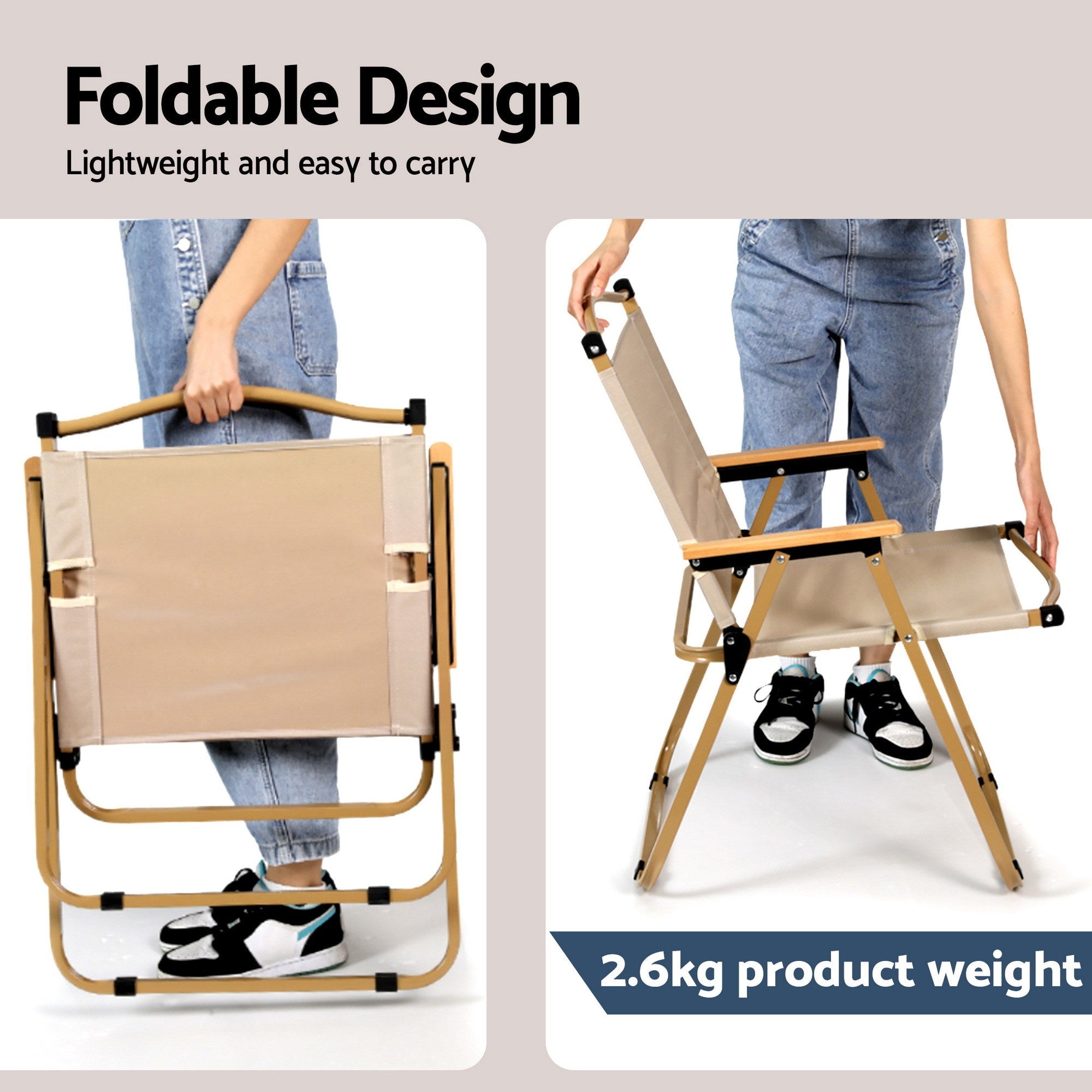 3pc Camping Table Chair Set Outdoor Folding Aluminium Portable Picnic - Outdoor Recreation > Camping > Camp Furniture - Rivercity House & Home Co. (ABN 18 642 972 209) - Affordable Modern Furniture Australia