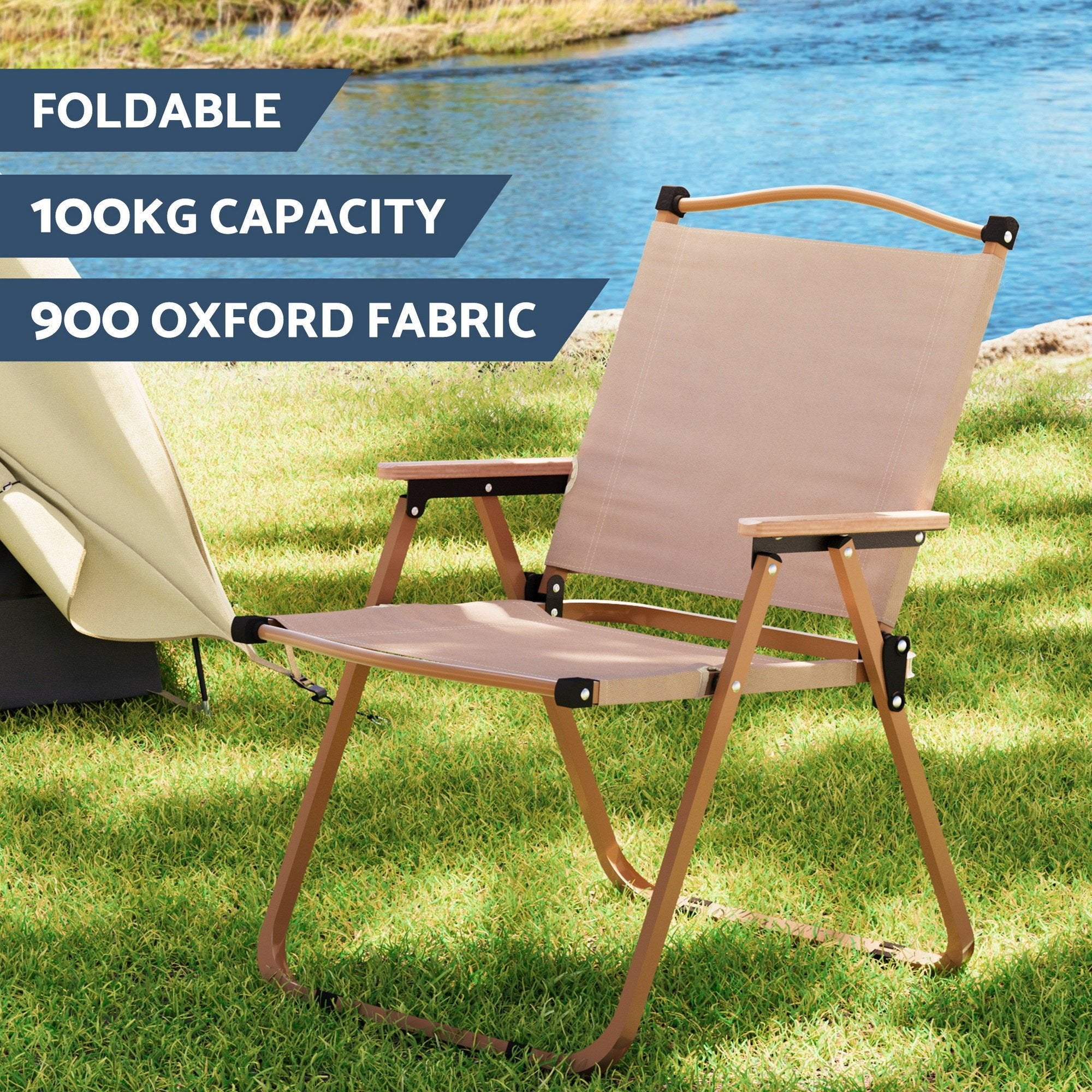 3pc Camping Table Chair Set Outdoor Folding Aluminium Portable Picnic - Outdoor Recreation > Camping > Camp Furniture - Rivercity House & Home Co. (ABN 18 642 972 209) - Affordable Modern Furniture Australia
