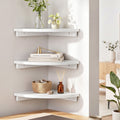 3pc Corner Floating Wall Shelf Wall Mounted Display Rack Round Edge White