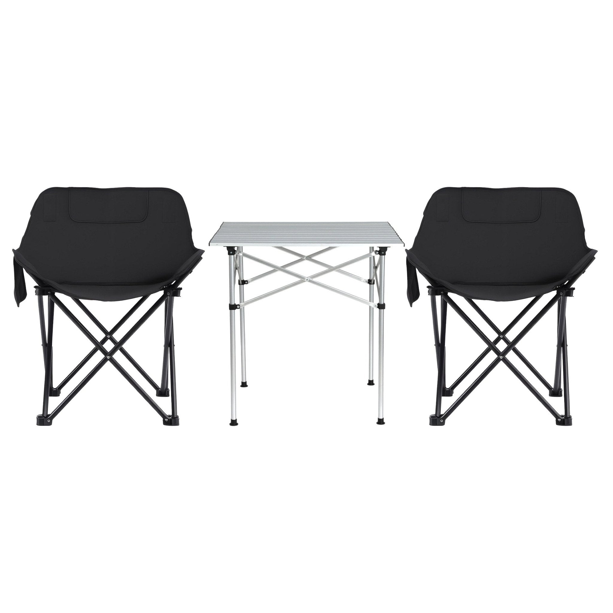 3pc Folding Camping Table and Chairs Set Portable Aluminium Outdoor Picnic - Aluminium - Outdoor Recreation > Camping > Camp Furniture - Rivercity House & Home Co. (ABN 18 642 972 209) - Affordable Modern Furniture Australia