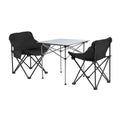3pc Folding Camping Table and Chairs Set Portable Aluminium Outdoor Picnic - Aluminium