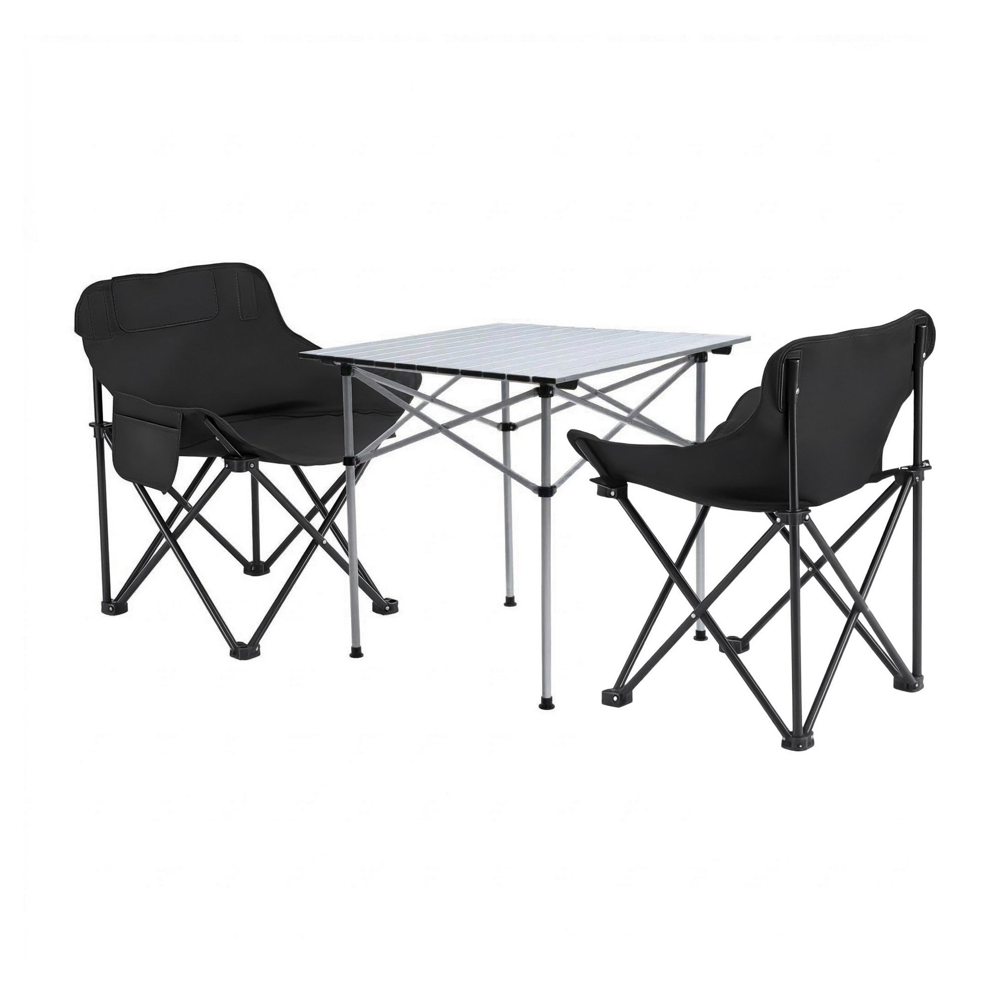 3pc Folding Camping Table and Chairs Set Portable Aluminium Outdoor Picnic - Aluminium - Outdoor Recreation > Camping > Camp Furniture - Rivercity House & Home Co. (ABN 18 642 972 209) - Affordable Modern Furniture Australia