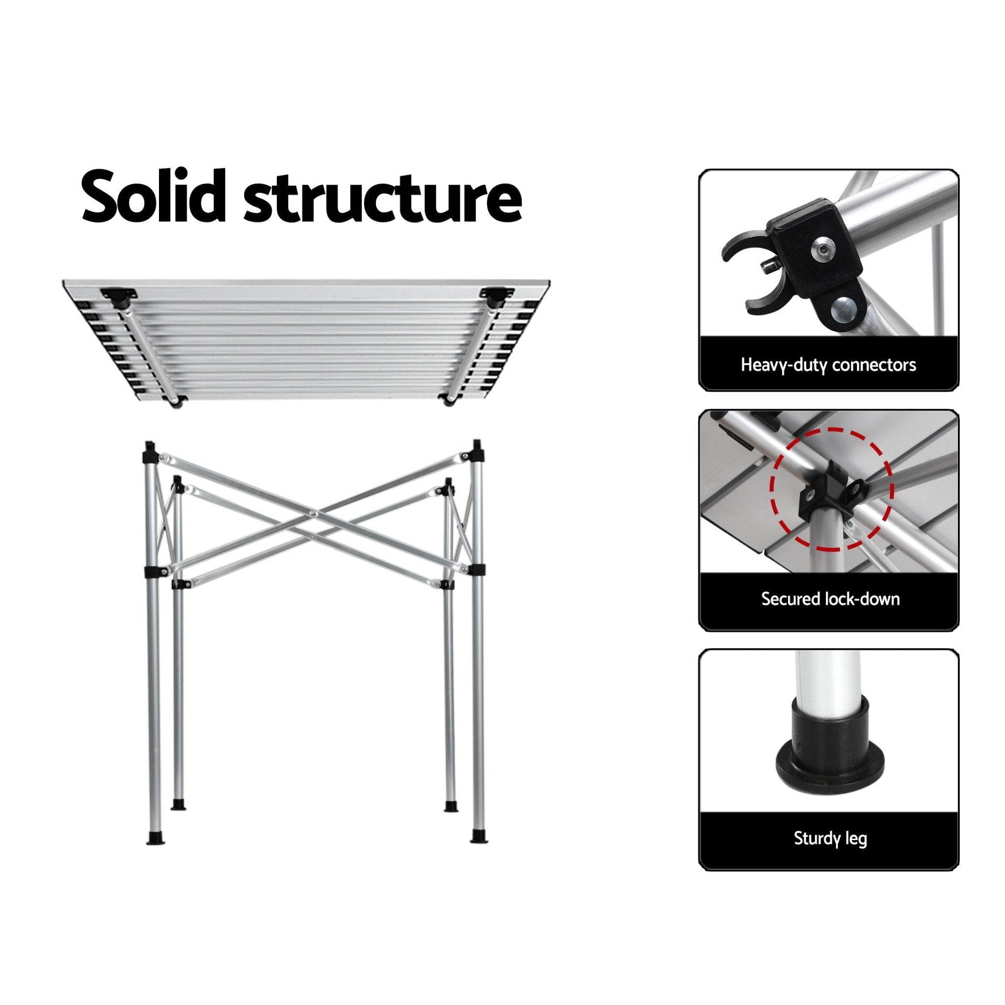 3pc Folding Camping Table and Chairs Set Portable Aluminium Outdoor Picnic - Aluminium - Outdoor Recreation > Camping > Camp Furniture - Rivercity House & Home Co. (ABN 18 642 972 209) - Affordable Modern Furniture Australia