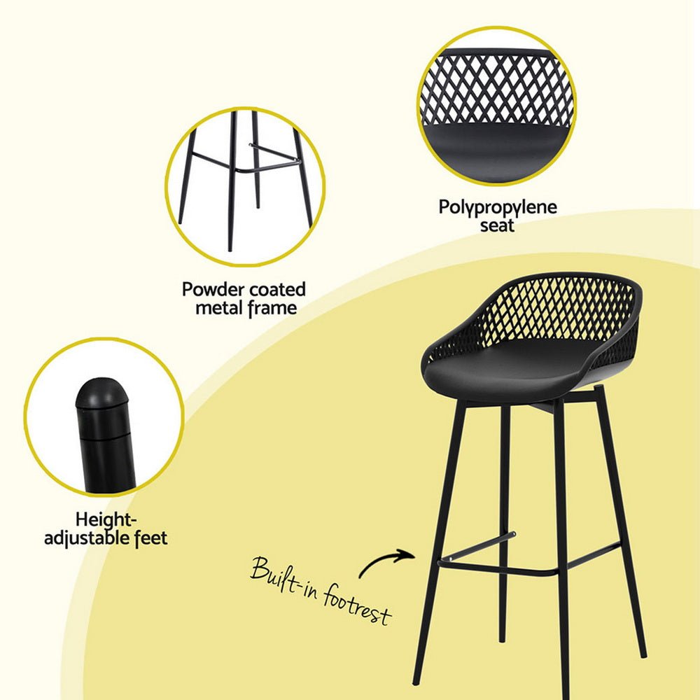 3PC Outdoor Bar Set Stools Dining Chairs Table Patio Furniture Bistro Set Black - Furniture > Outdoor > Outdoor Dining Sets - Rivercity House & Home Co. (ABN 18 642 972 209) - Affordable Modern Furniture Australia