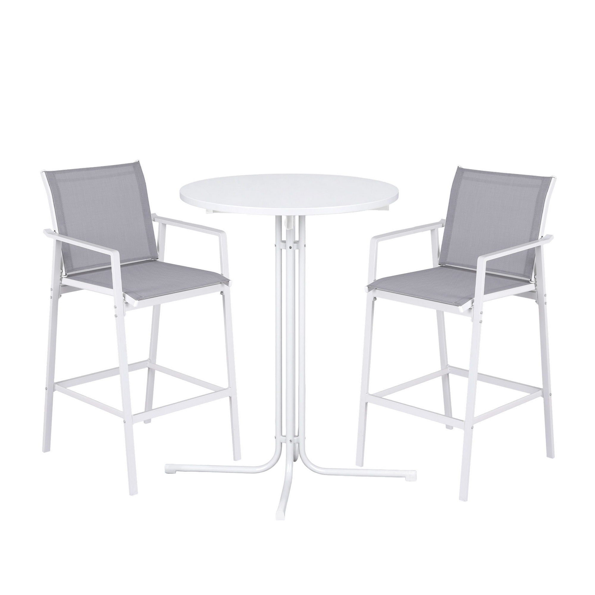 3PC Outdoor Bar Set Stools Dining Chairs Table Patio Furniture Bistro Set Steel White - Furniture > Bar Stools & Chairs > Table & Bar Stools - Rivercity House & Home Co. (ABN 18 642 972 209) - Affordable Modern Furniture Australia