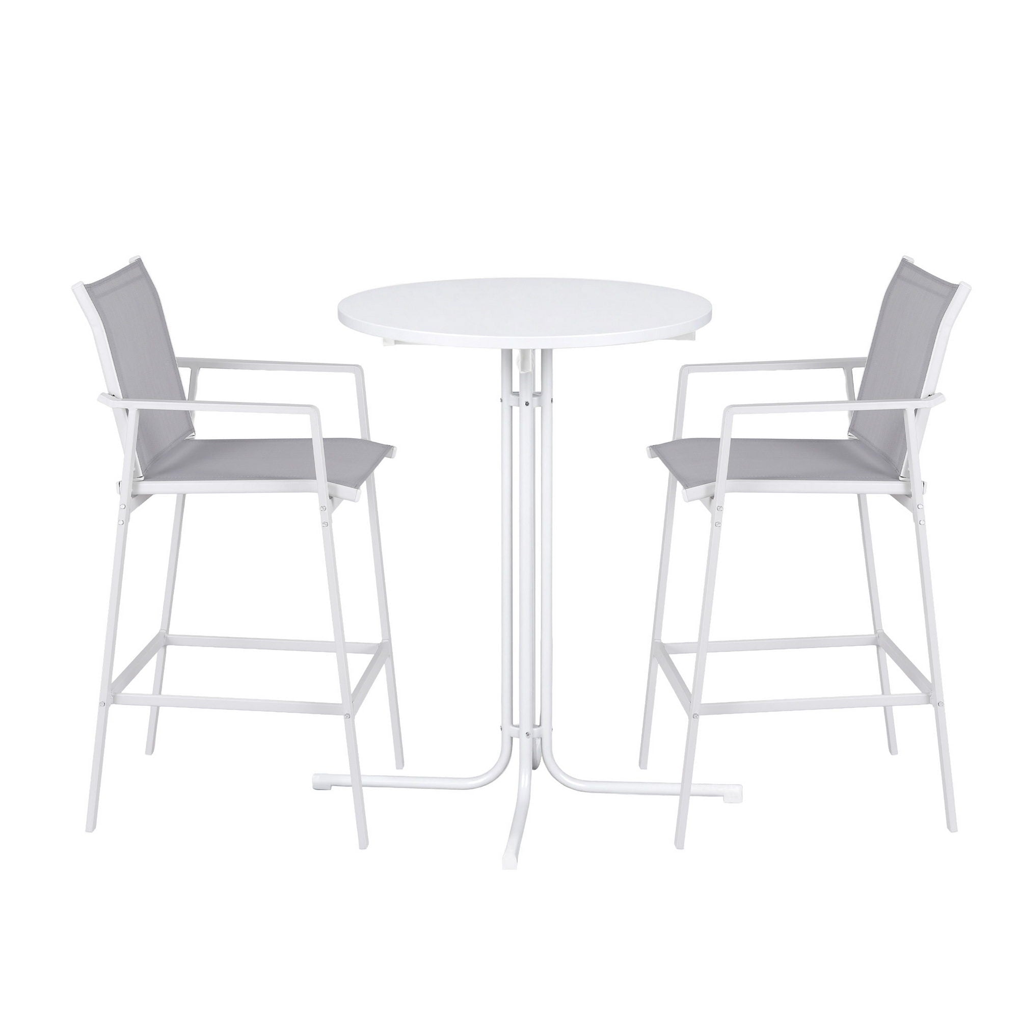3PC Outdoor Bar Set Stools Dining Chairs Table Patio Furniture Bistro Set Steel White - Furniture > Bar Stools & Chairs > Table & Bar Stools - Rivercity House & Home Co. (ABN 18 642 972 209) - Affordable Modern Furniture Australia