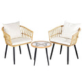 3PC Outdoor Bistro Lounge Set with Table and Chairs - Natural