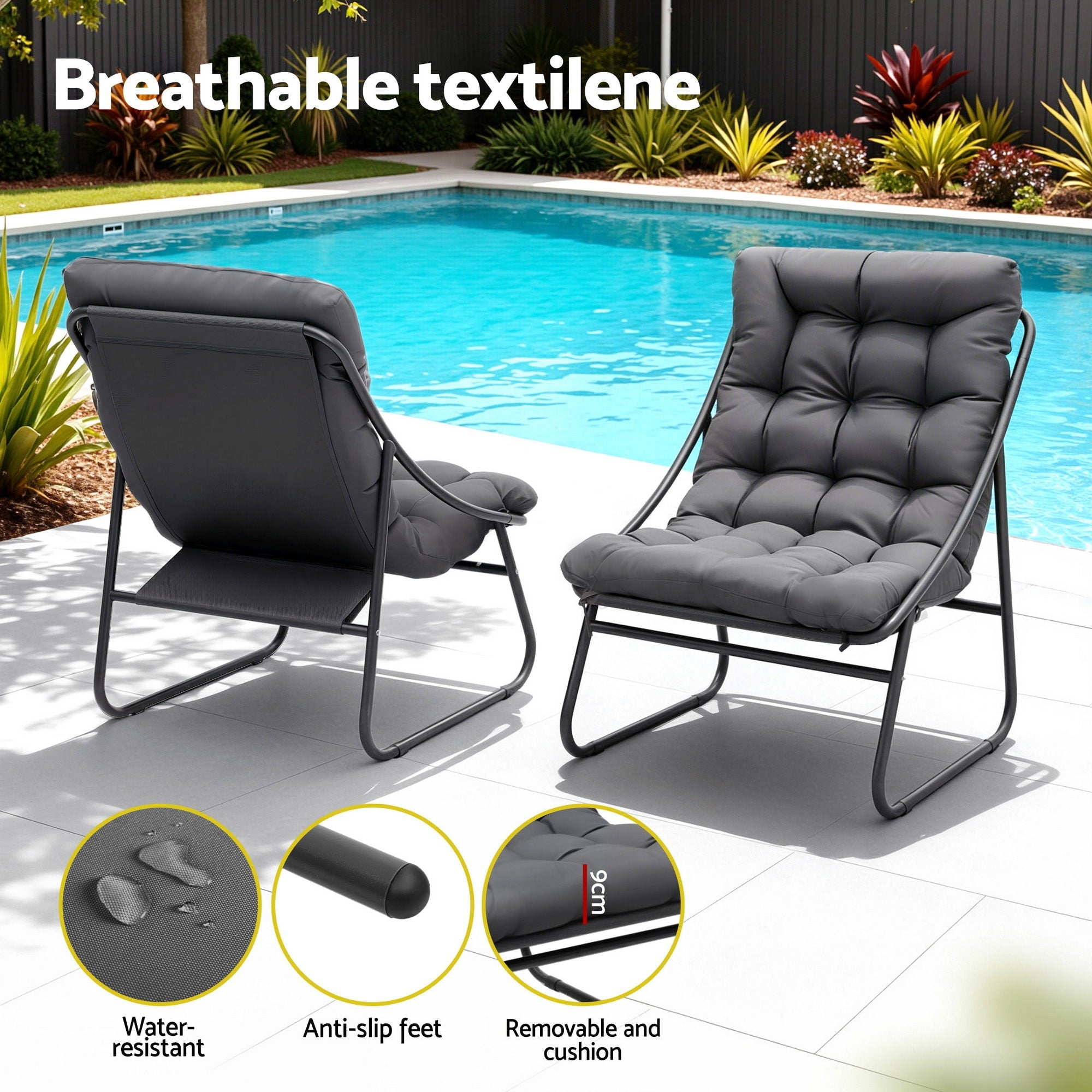 3PC Outdoor Bistro Set Patio Furniture Table and Chairs Steel Dining Chair - Furniture > Outdoor > Outdoor Dining Sets - Rivercity House & Home Co. (ABN 18 642 972 209) - Affordable Modern Furniture Australia