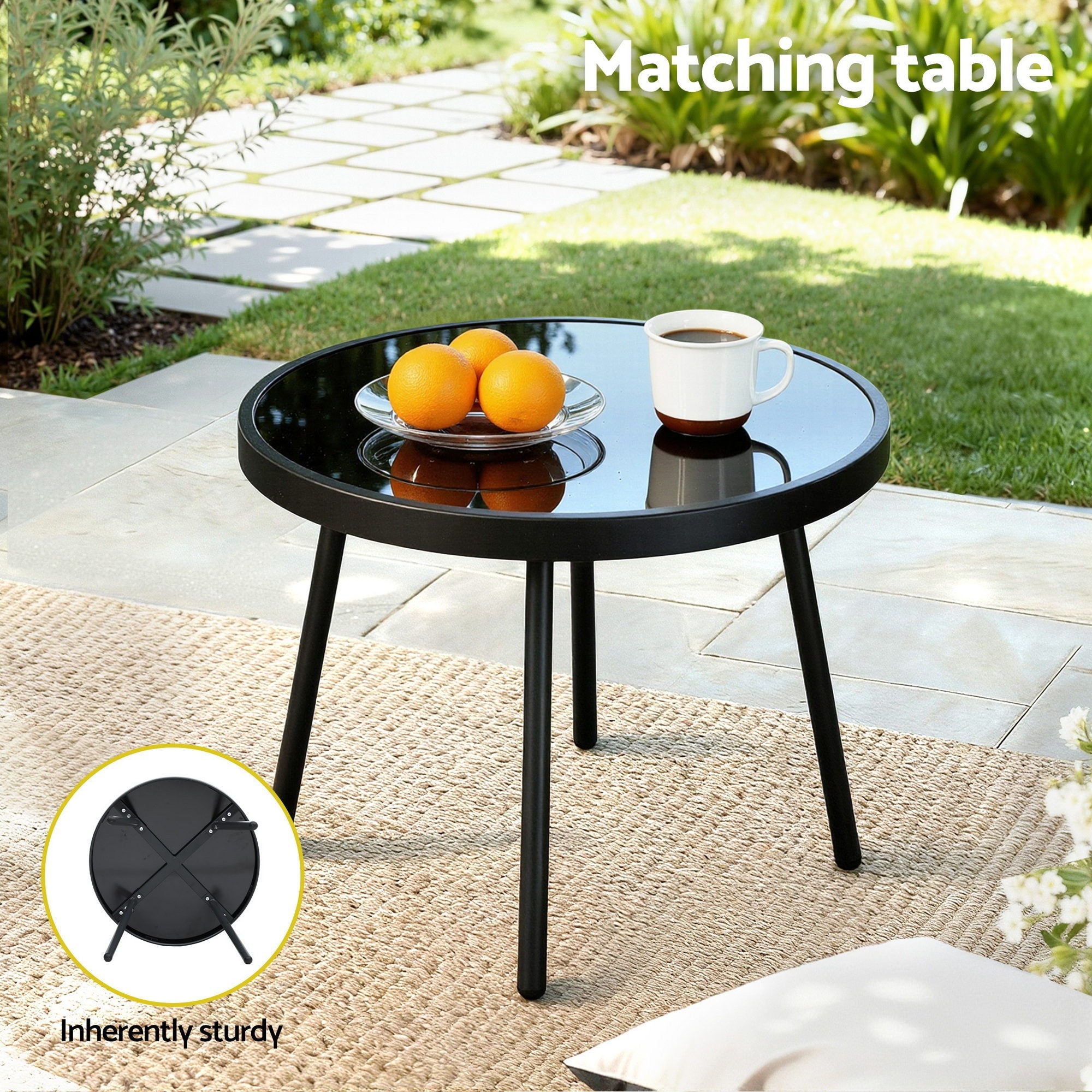 3PC Outdoor Bistro Set Patio Furniture Table and Chairs Steel Dining Chair - Furniture > Outdoor > Outdoor Dining Sets - Rivercity House & Home Co. (ABN 18 642 972 209) - Affordable Modern Furniture Australia