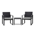 3PC Outdoor Bistro Set Patio Furniture Wicker Dining Chairs Table Cushion Black