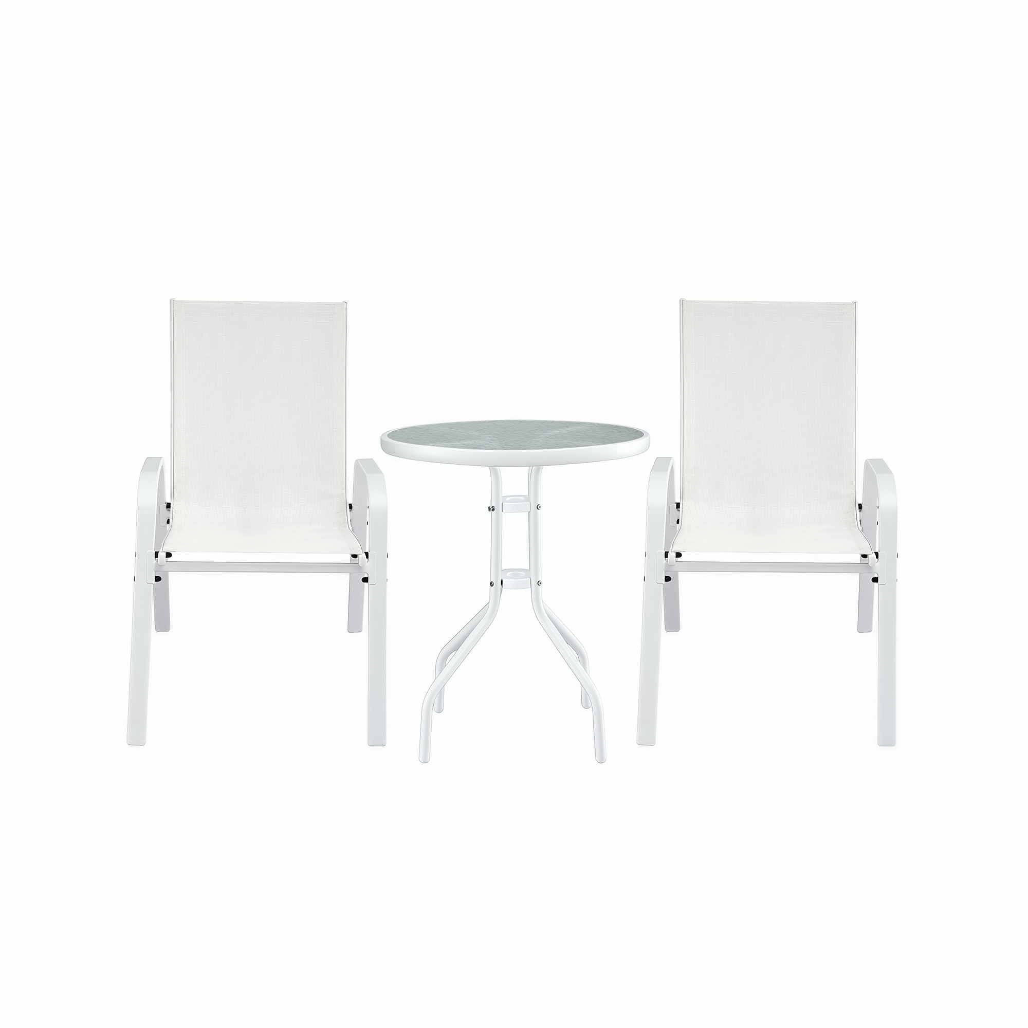 3PC Outdoor Bistro Set Table and Chairs Stackable Patio Furniture White - Furniture > Outdoor > Outdoor Dining Sets - Rivercity House & Home Co. (ABN 18 642 972 209) - Affordable Modern Furniture Australia