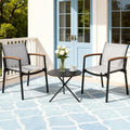 3PC Outdoor Bistro Set with Steel Frame and Textilene Chairs - Black and Grey