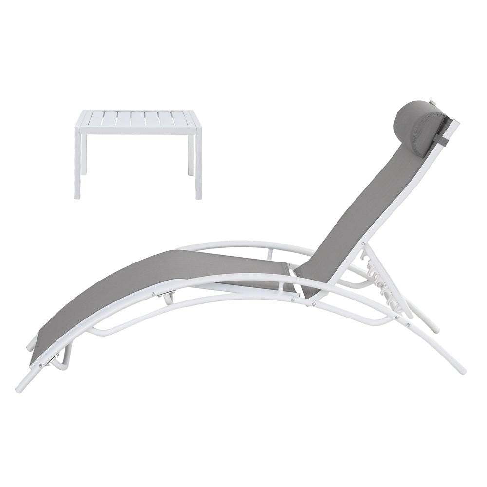 3PC Sun Lounge Outdoor Lounger Table Chairs Steel Patio Furniture Garden - Furniture > Outdoor > Outdoor Sofas & Lounge Sets - Rivercity House & Home Co. (ABN 18 642 972 209) - Affordable Modern Furniture Australia