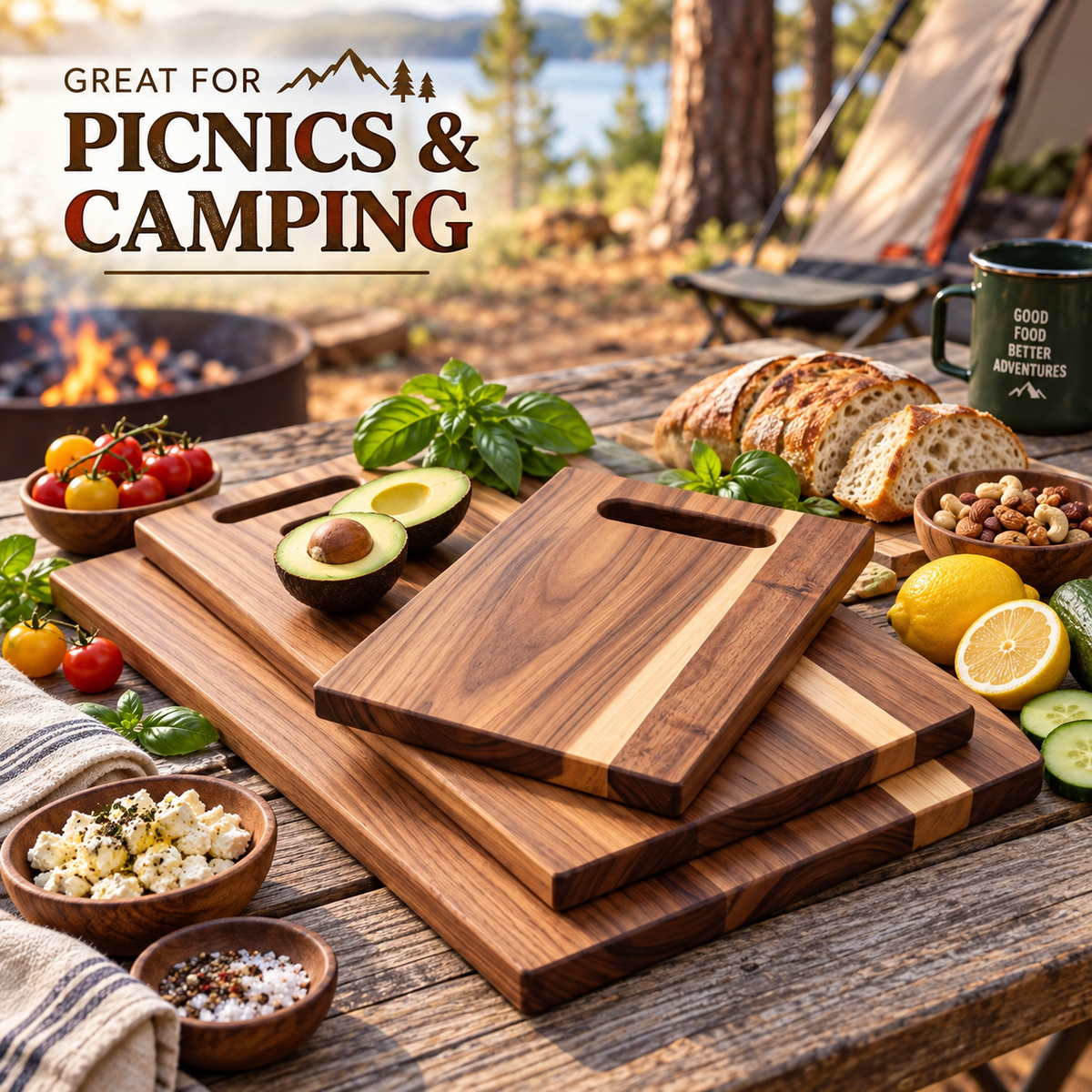3Pcs Acacia Wood Cutting Board Set with Storage Stand for Kitchen Food Preparation - Home & Garden > Kitchenware > Kitchen Utensils - Rivercity House & Home Co. (ABN 18 642 972 209) - Affordable Modern Furniture Australia