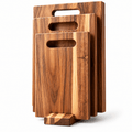 3Pcs Acacia Wood Cutting Board Set with Storage Stand for Kitchen Food Preparation