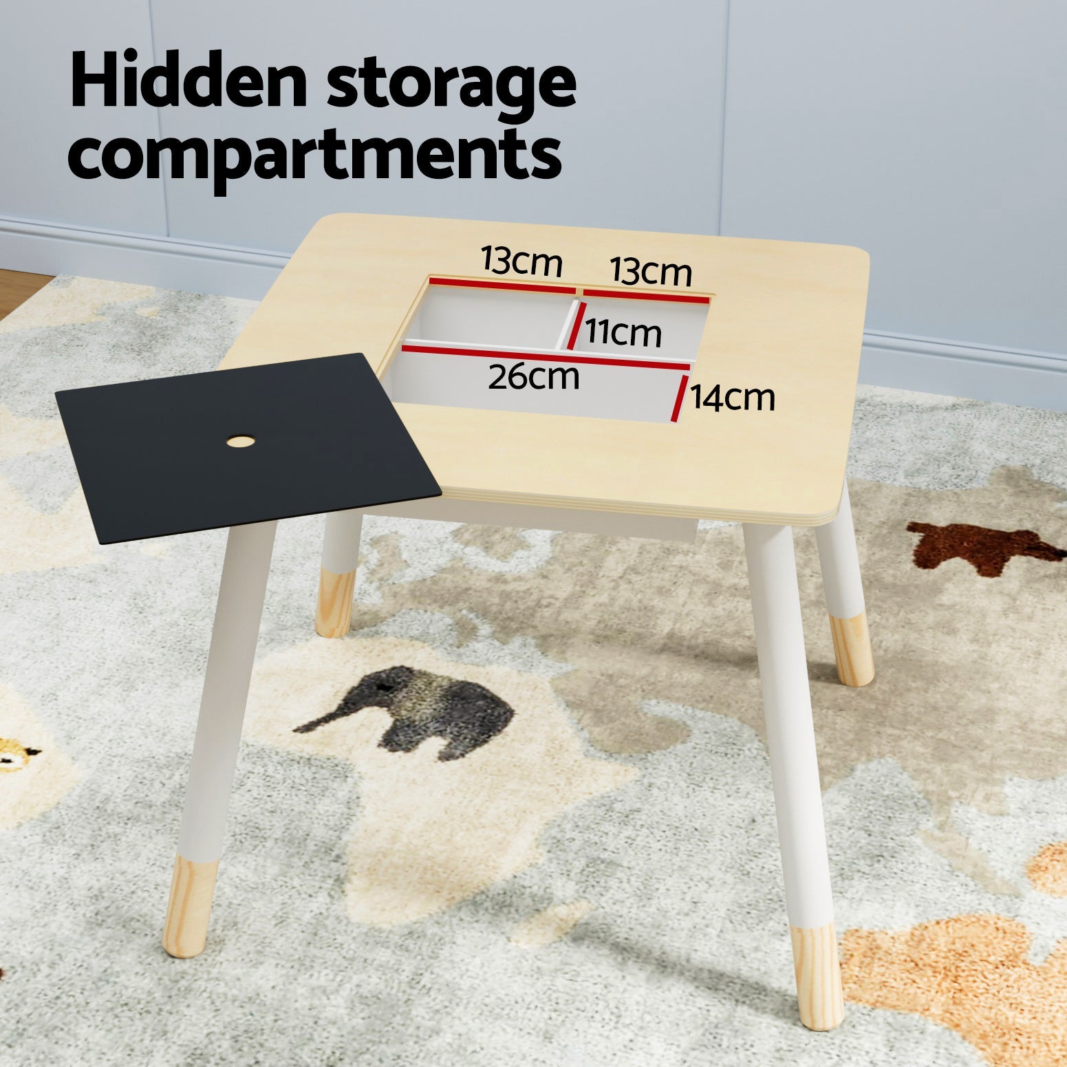 3PCS Kids Table and Chairs Set Activity Desk Chalkboard Toy Hidden Storage - Baby & Kids > Kid's Furniture - Rivercity House & Home Co. (ABN 18 642 972 209) - Affordable Modern Furniture Australia