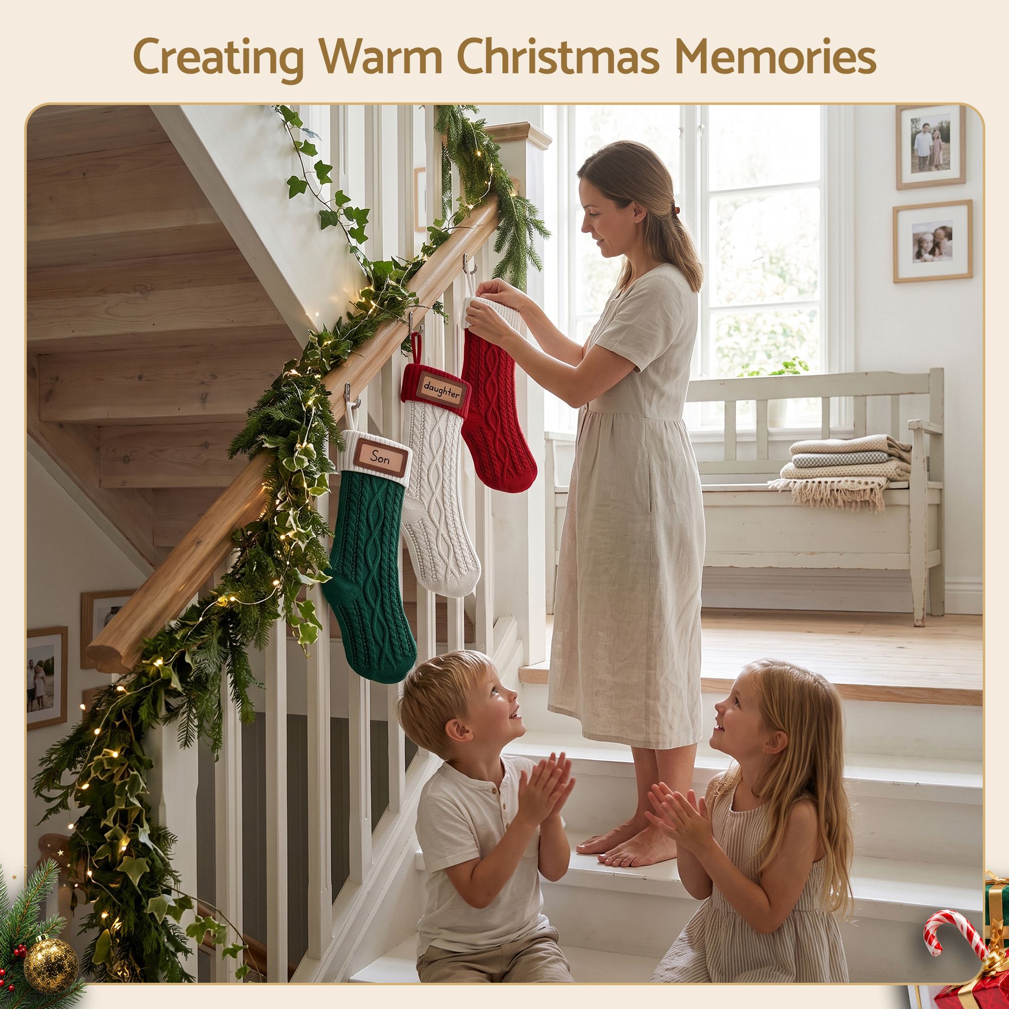 3PCS Personalized Christmas Stockings with Leather Patches, 16 Inch Knitted Contrast Colour Xmas Hanging Decor For Fireplace Mantel, Christmas Tree, Home Decoration & Holiday Party Displays - Occasions > Christmas > Christmas Decorations - Rivercity House & Home Co. (ABN 18 642 972 209) - Affordable Modern Furniture Australia