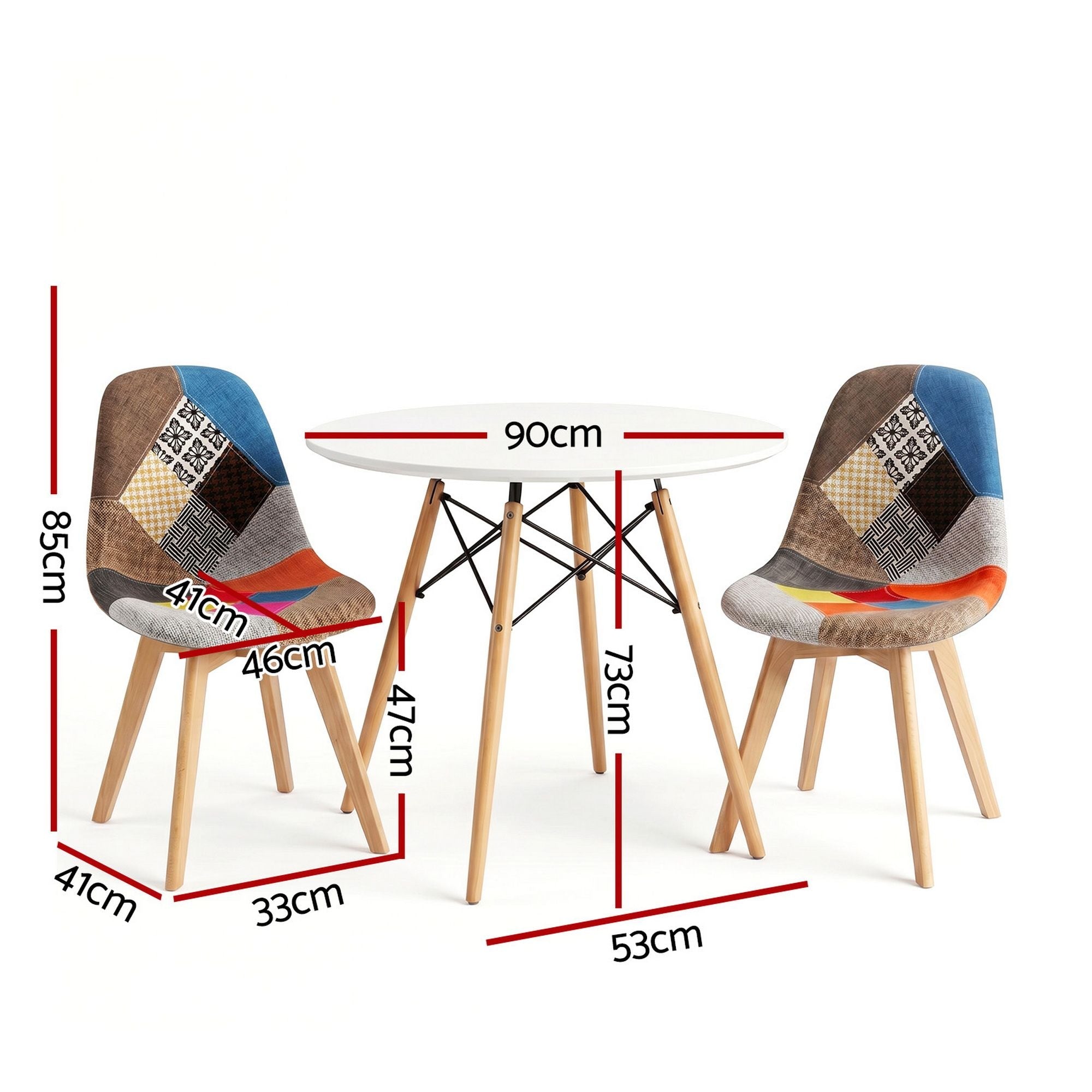 3PCS Round 2 Seater Dining Table and Chairs Set 90cm - White - Furniture > Dining > Dining Set - Rivercity House & Home Co. (ABN 18 642 972 209) - Affordable Modern Furniture Australia