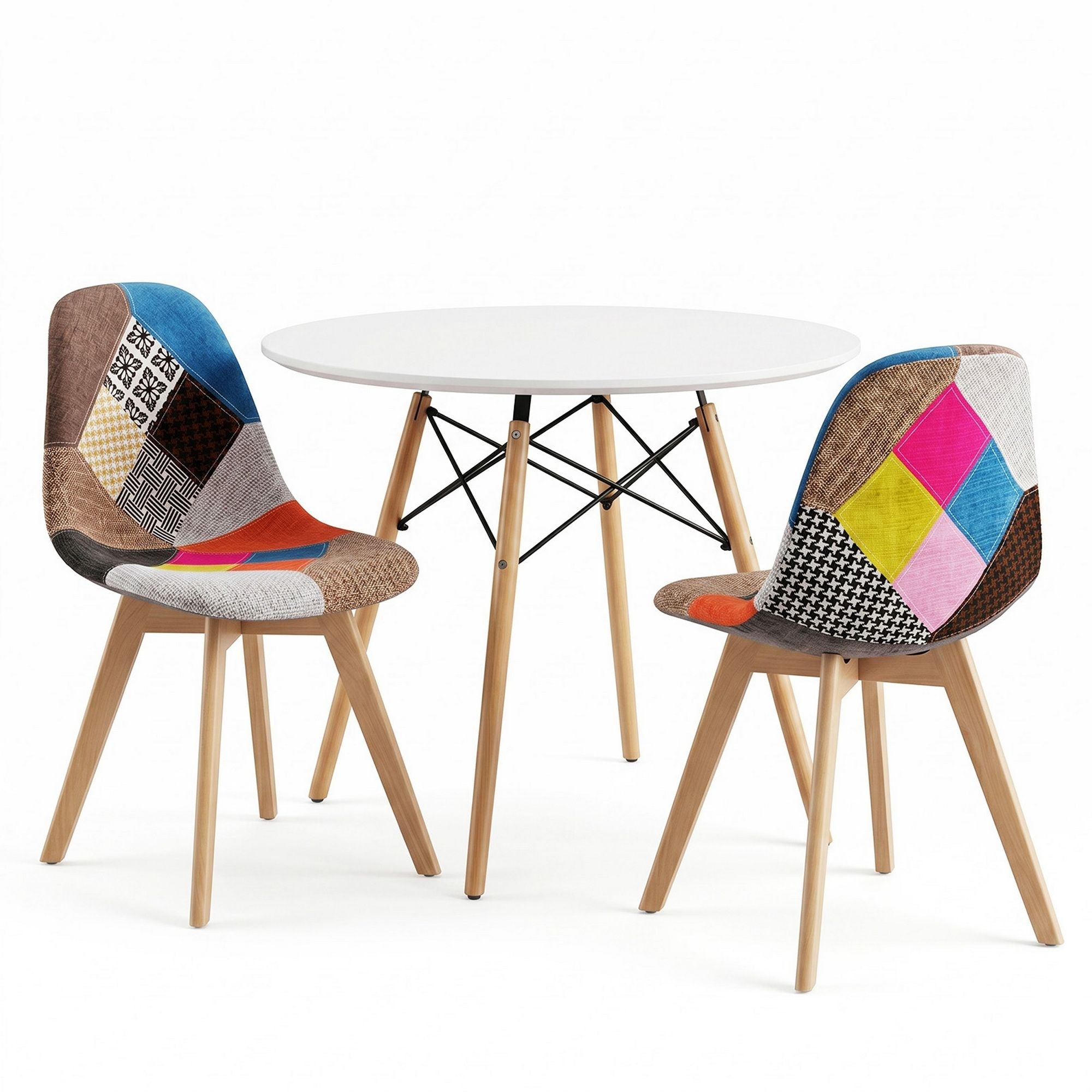 3PCS Round 2 Seater Dining Table and Chairs Set 90cm - White - Furniture > Dining > Dining Set - Rivercity House & Home Co. (ABN 18 642 972 209) - Affordable Modern Furniture Australia