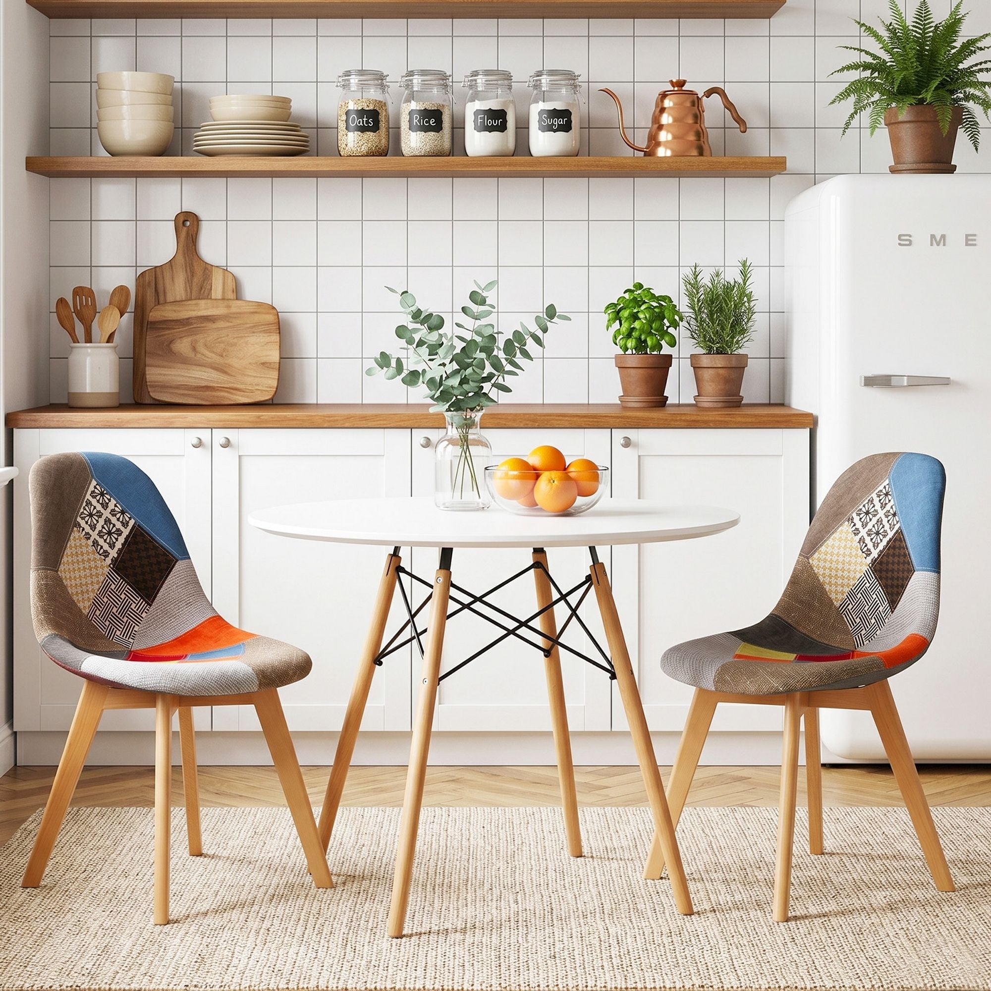 3PCS Round 2 Seater Dining Table and Chairs Set 90cm - White - Furniture > Dining > Dining Set - Rivercity House & Home Co. (ABN 18 642 972 209) - Affordable Modern Furniture Australia