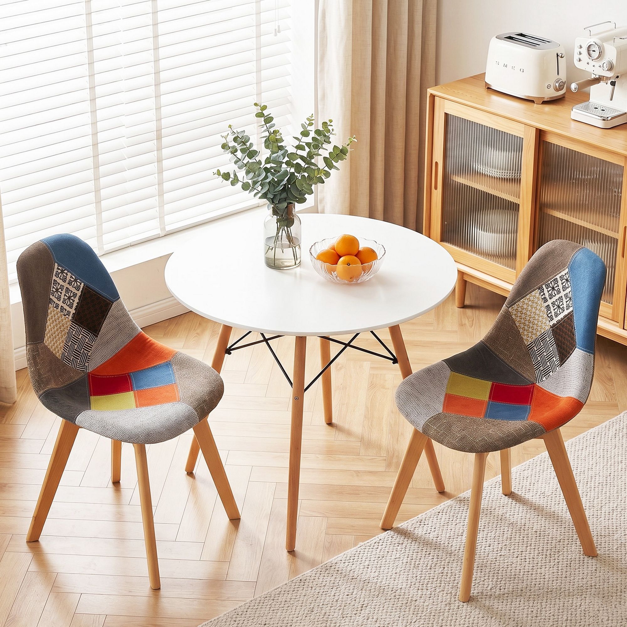 3PCS Round 2 Seater Dining Table and Chairs Set 90cm - White - Furniture > Dining > Dining Set - Rivercity House & Home Co. (ABN 18 642 972 209) - Affordable Modern Furniture Australia