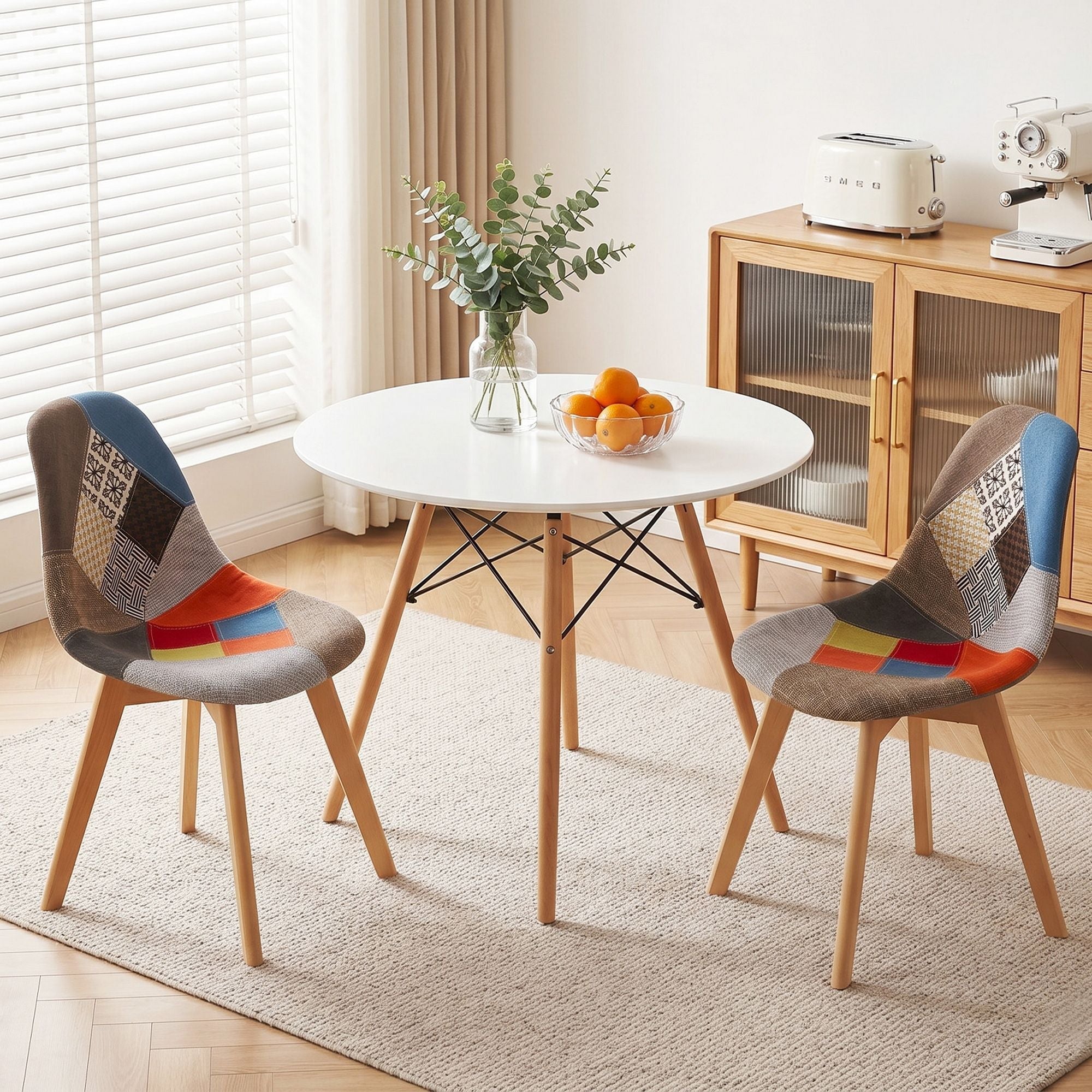 3PCS Round 2 Seater Dining Table and Chairs Set 90cm - White - Furniture > Dining > Dining Set - Rivercity House & Home Co. (ABN 18 642 972 209) - Affordable Modern Furniture Australia