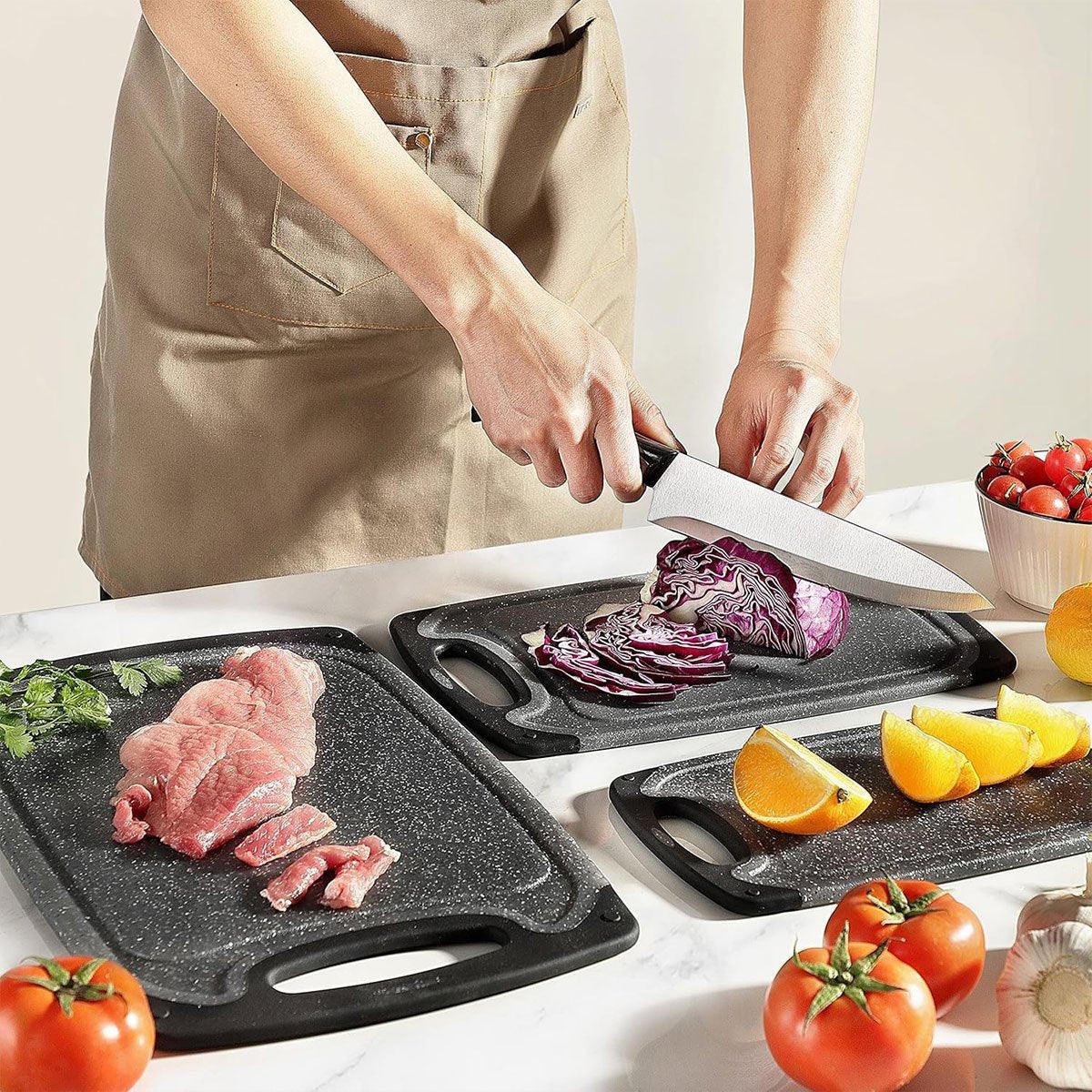 3pcs Wheat Straw Plastic Cutting Board Set Chopping Board Kitchen - Black - Home & Garden > Kitchenware > Kitchen Utensils - Rivercity House & Home Co. (ABN 18 642 972 209) - Affordable Modern Furniture Australia