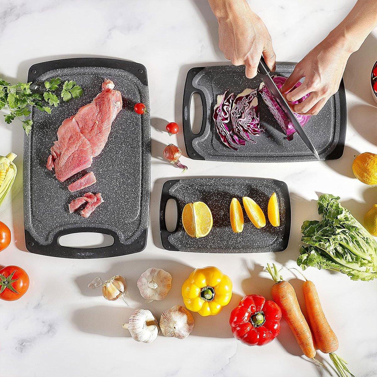 3pcs Wheat Straw Plastic Cutting Board Set Chopping Board Kitchen - Black - Home & Garden > Kitchenware > Kitchen Utensils - Rivercity House & Home Co. (ABN 18 642 972 209) - Affordable Modern Furniture Australia