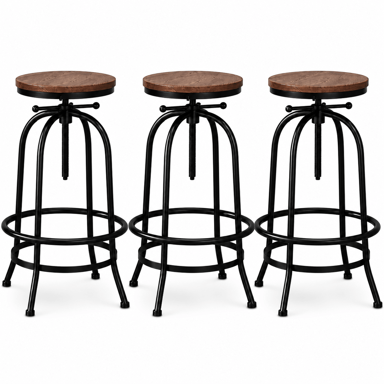 3x Bar Stool Backless Swivel Counter Barstools 70-90cm Seat Height Adjustable Industrial - Furniture > Bar Stools & Chairs > Table & Bar Stools - Rivercity House & Home Co. (ABN 18 642 972 209) - Affordable Modern Furniture Australia