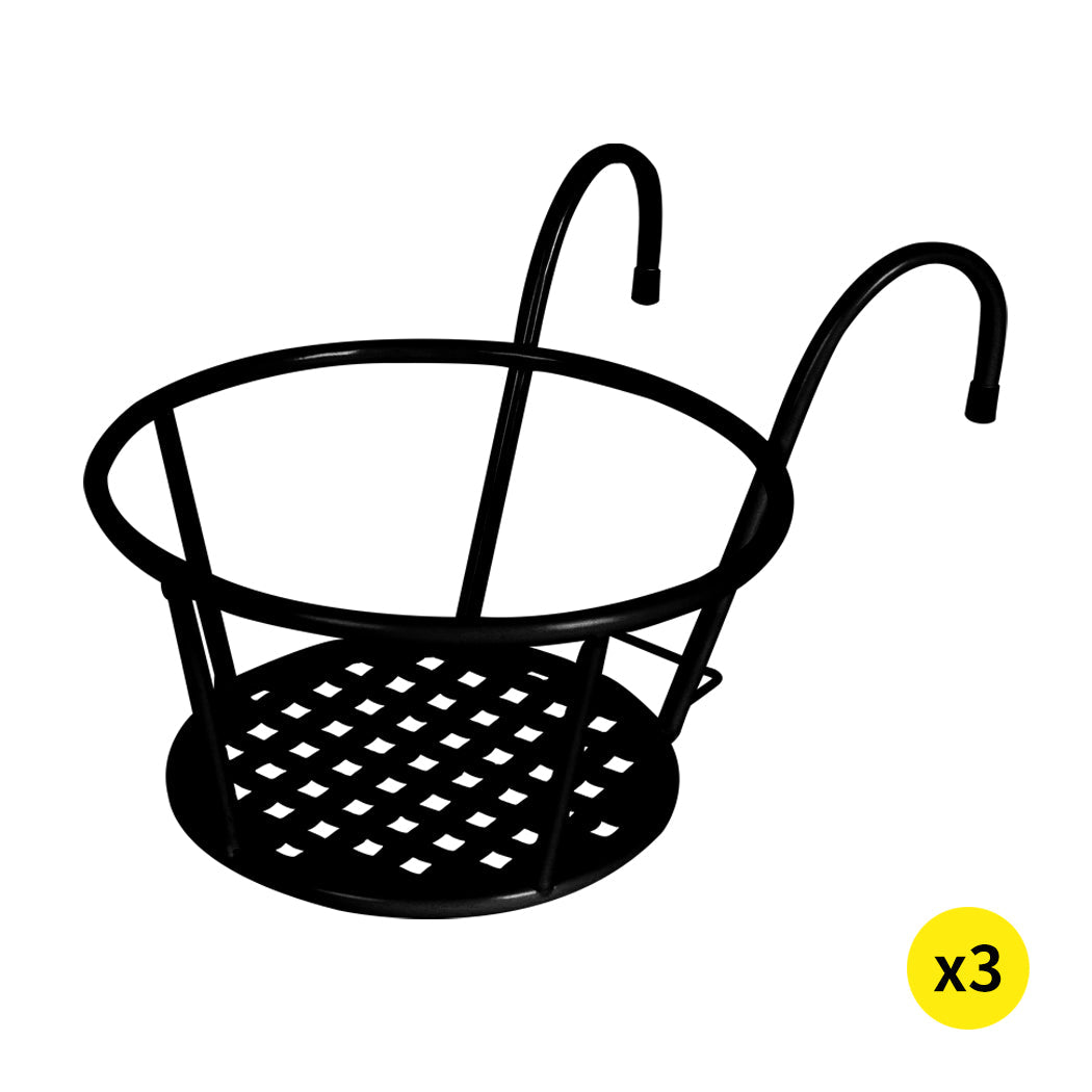 3x Hanging Plant Stand Pot Holders Steel Frame - Black - Rivercity House & Home Co. (ABN 18 642 972 209) - Affordable Modern Furniture Australia