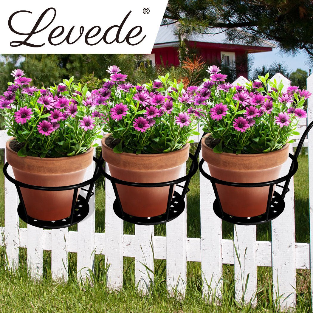 3x Hanging Plant Stand Pot Holders Steel Frame - Black - Rivercity House & Home Co. (ABN 18 642 972 209) - Affordable Modern Furniture Australia