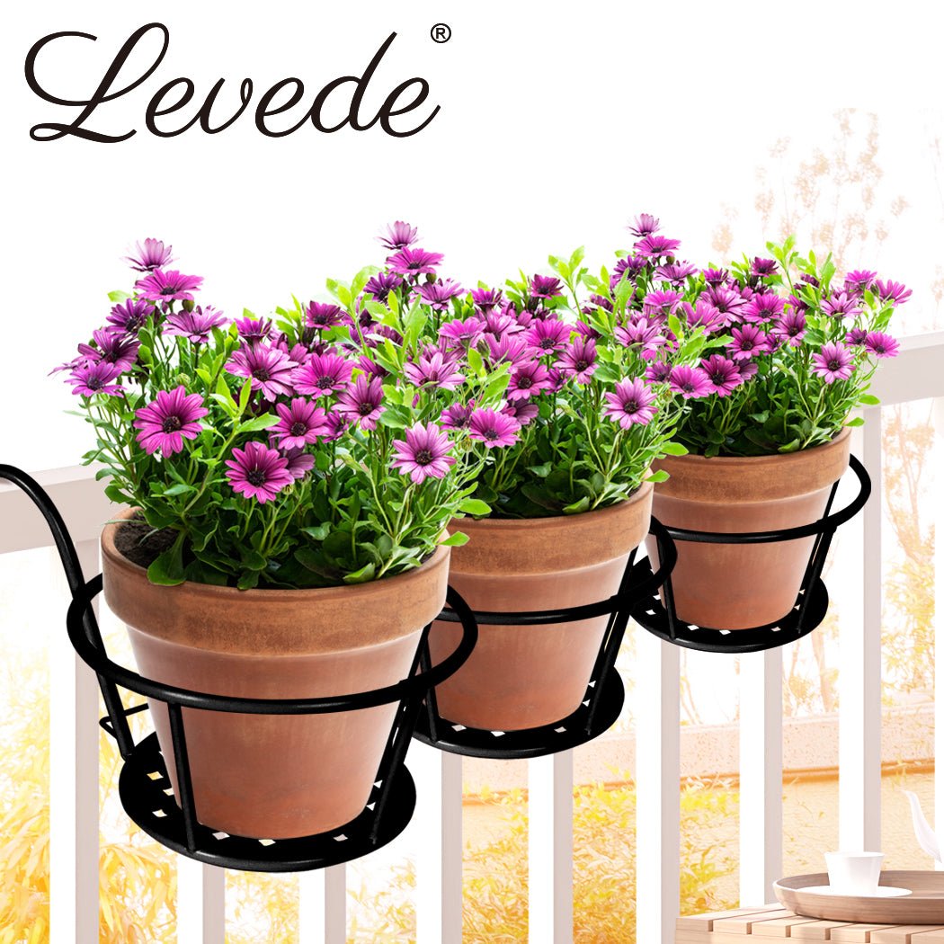 3x Hanging Plant Stand Pot Holders Steel Frame - Black - Rivercity House & Home Co. (ABN 18 642 972 209) - Affordable Modern Furniture Australia