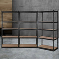 3x1.5M Warehouse Steel Shelving Rack with Adjustable Shelves - Matte Black