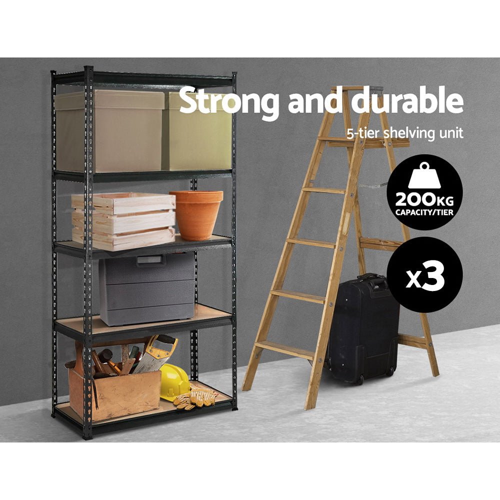 3x1.8M 5 - Shelves Steel Warehouse Shelving Racking Garage Storage Rack Grey - Tools > Tools Storage > Wall Storage Racks - Rivercity House & Home Co. (ABN 18 642 972 209) - Affordable Modern Furniture Australia