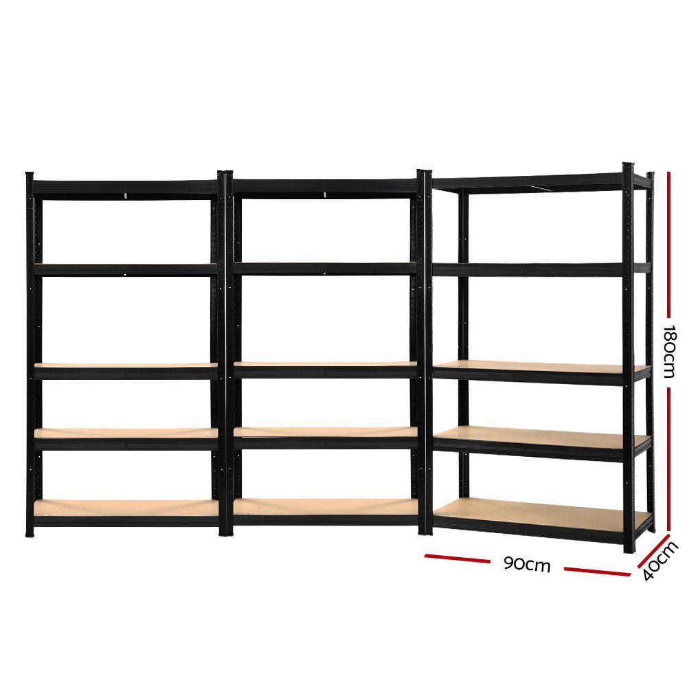 3x1.8M Garage Shelving Warehouse Rack Pallet Racking Storage Shelf Black - Tools > Tools Storage > Wall Storage Racks - Rivercity House & Home Co. (ABN 18 642 972 209) - Affordable Modern Furniture Australia